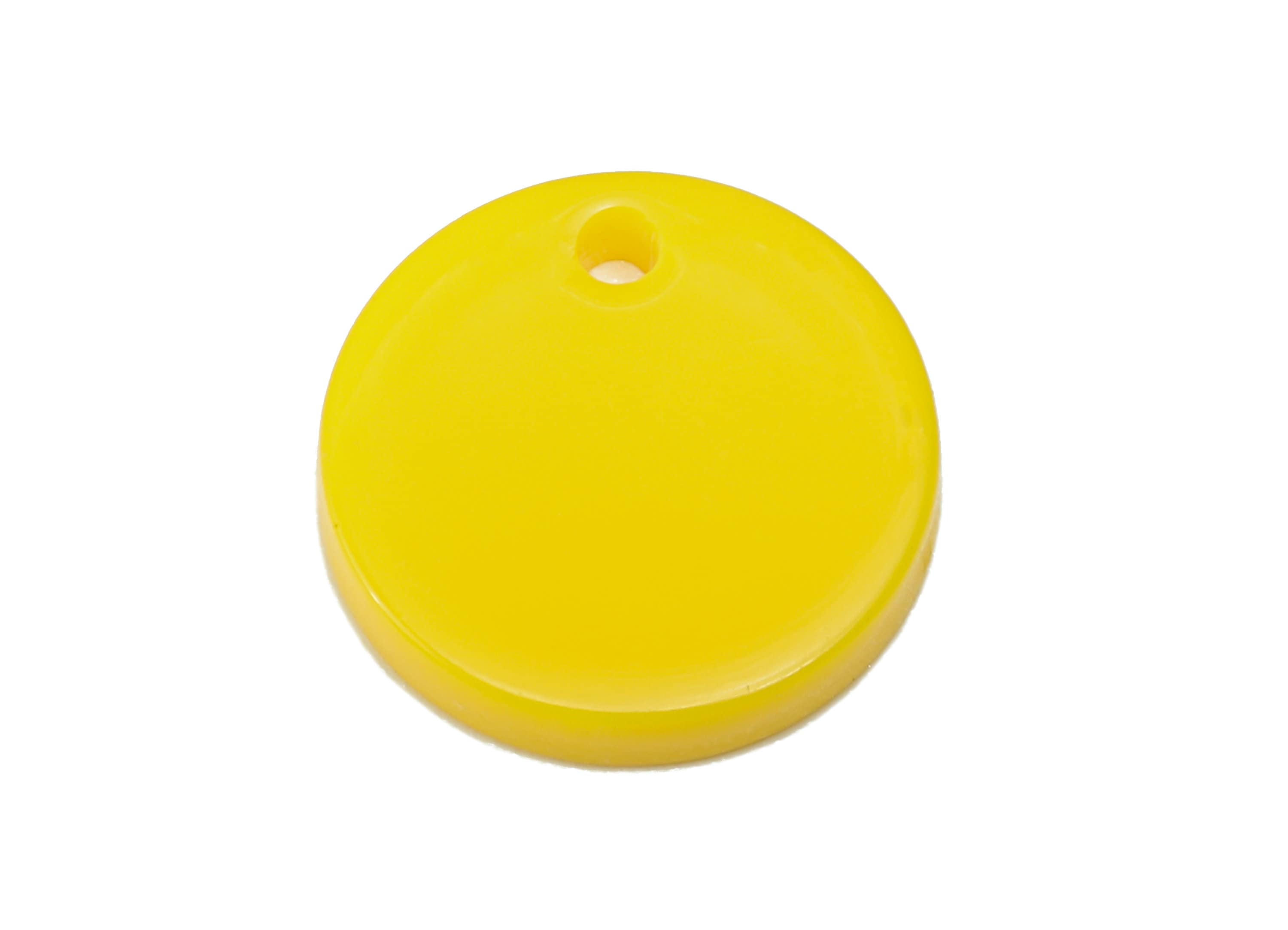 Acrylic Round Earring Charm - Acrylic Yellow Circle Earring - Round Pendant With Hole - Color Code: A836 - 14.36x14.26x2.37mm - AC2555-A836 - DOMEDBAZAAR