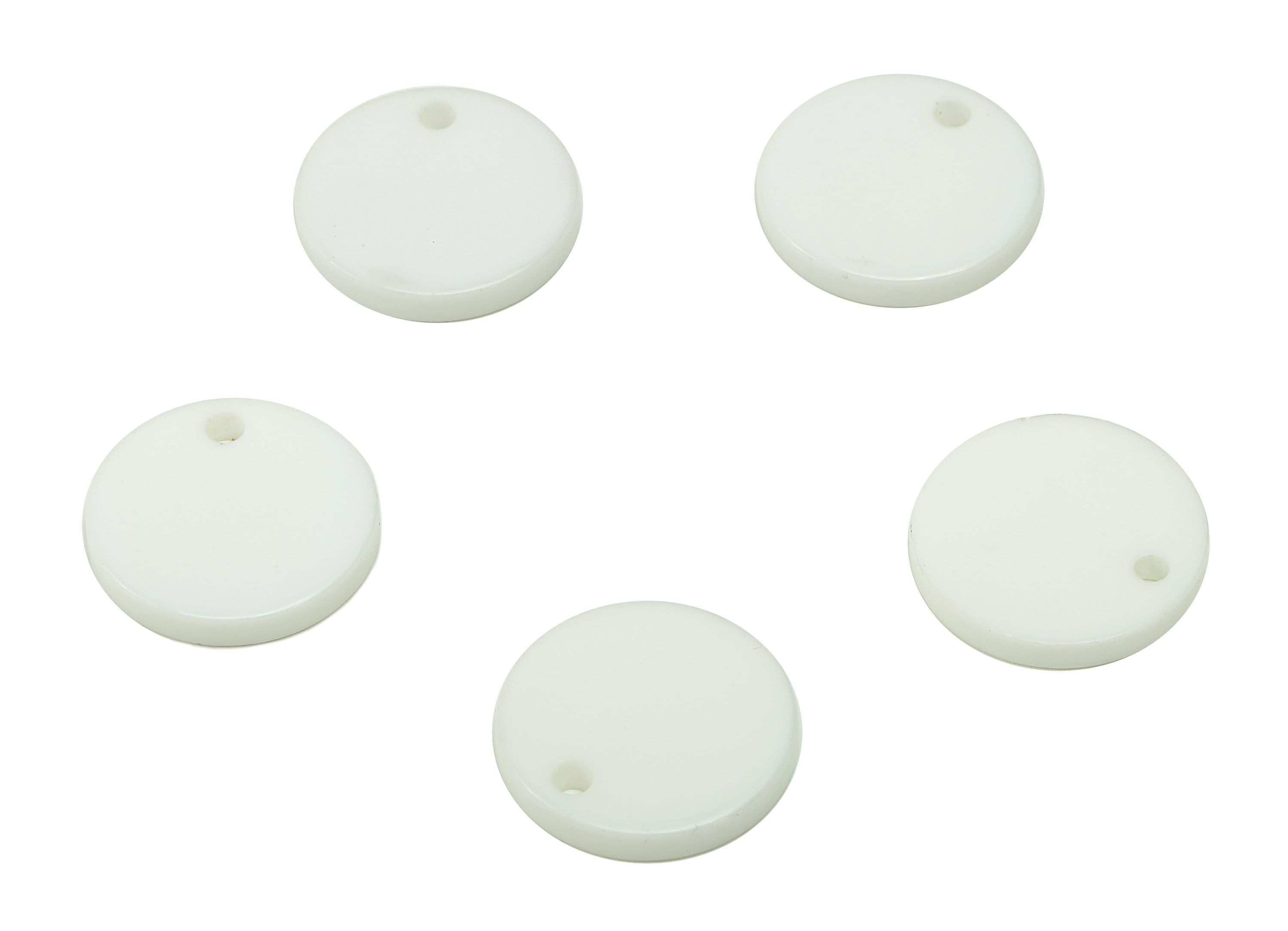 Acrylic Round Earring Charm - Acrylic White Circle Earring - Round Pendant With Hole - Color Code: A840 - 14.21x14.18x2.07mm - AC2555-A840 - DOMEDBAZAAR