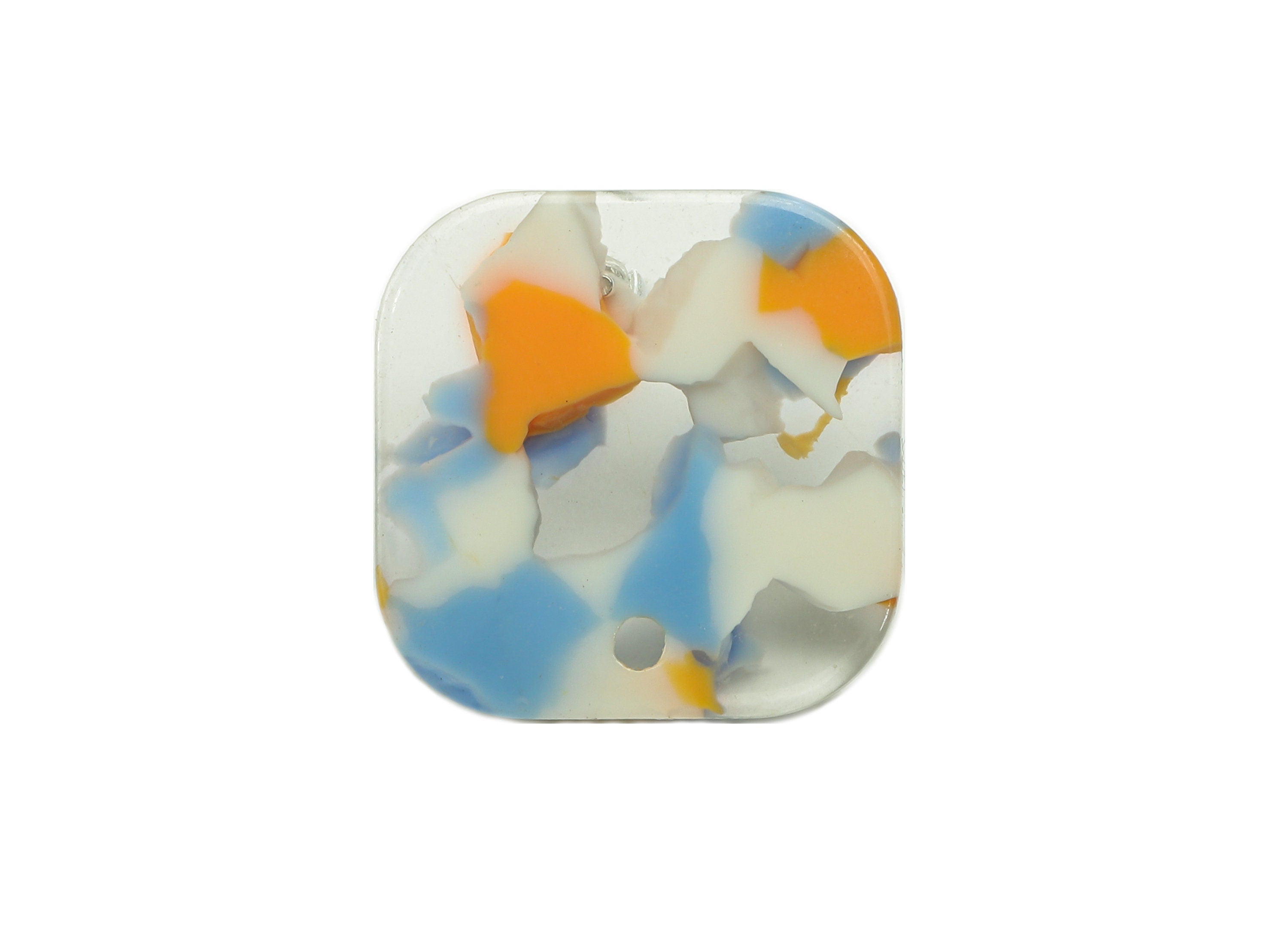 Acetate Oval Square Stud Earring - Earring Post With Hole - 316 Stainless Steel Stud - Color Code: A842 - 16.66x16.66x2.54mm - AC2557-A842 - DOMEDBAZAAR