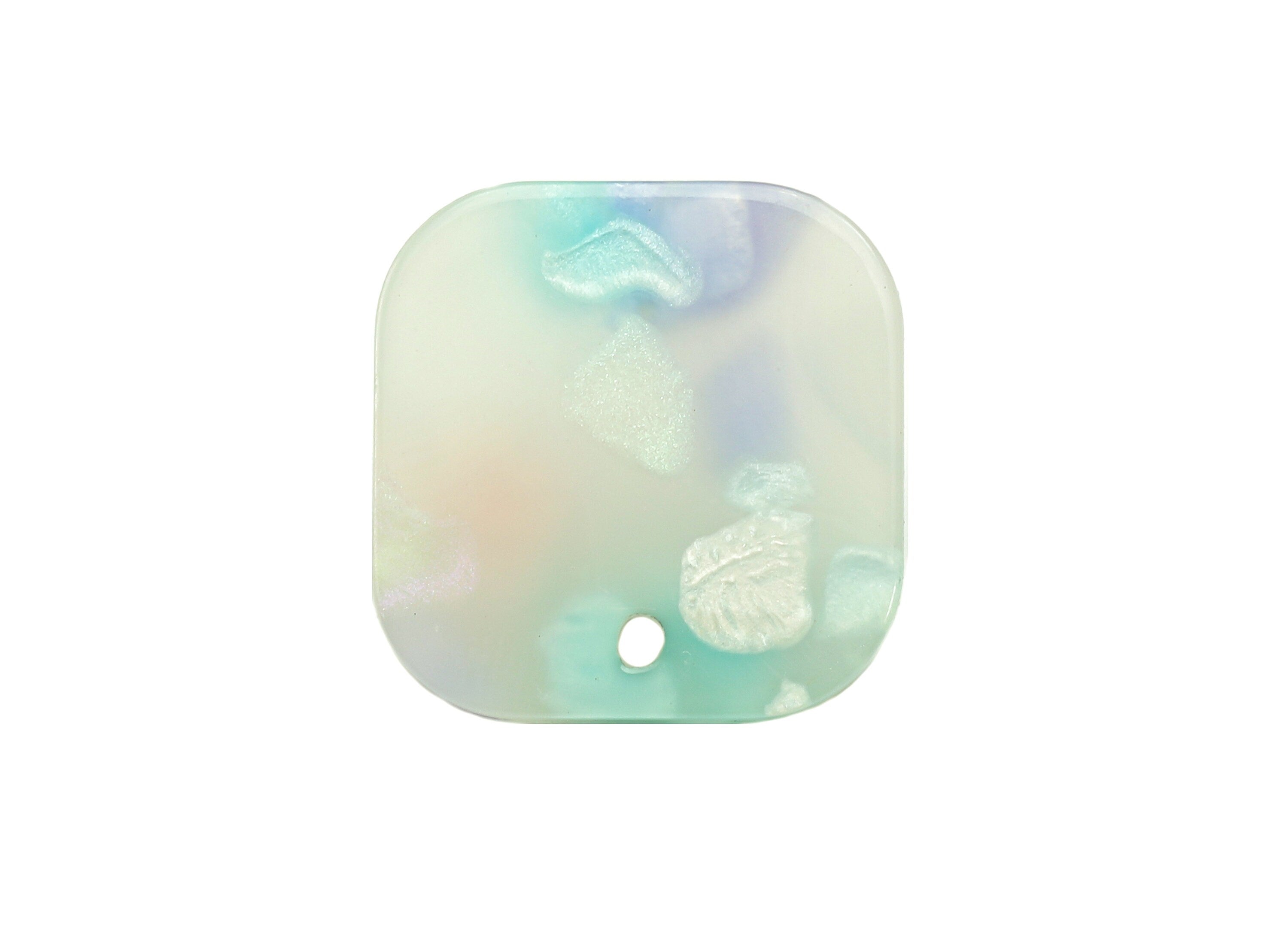 Acrylic Oval Square Stud Earring - Earring Post With Hole - 316 Stainless Steel Stud - Color Code: A843 - 16.67x16.65x2.45mm - AC2557-A843 - DOMEDBAZAAR