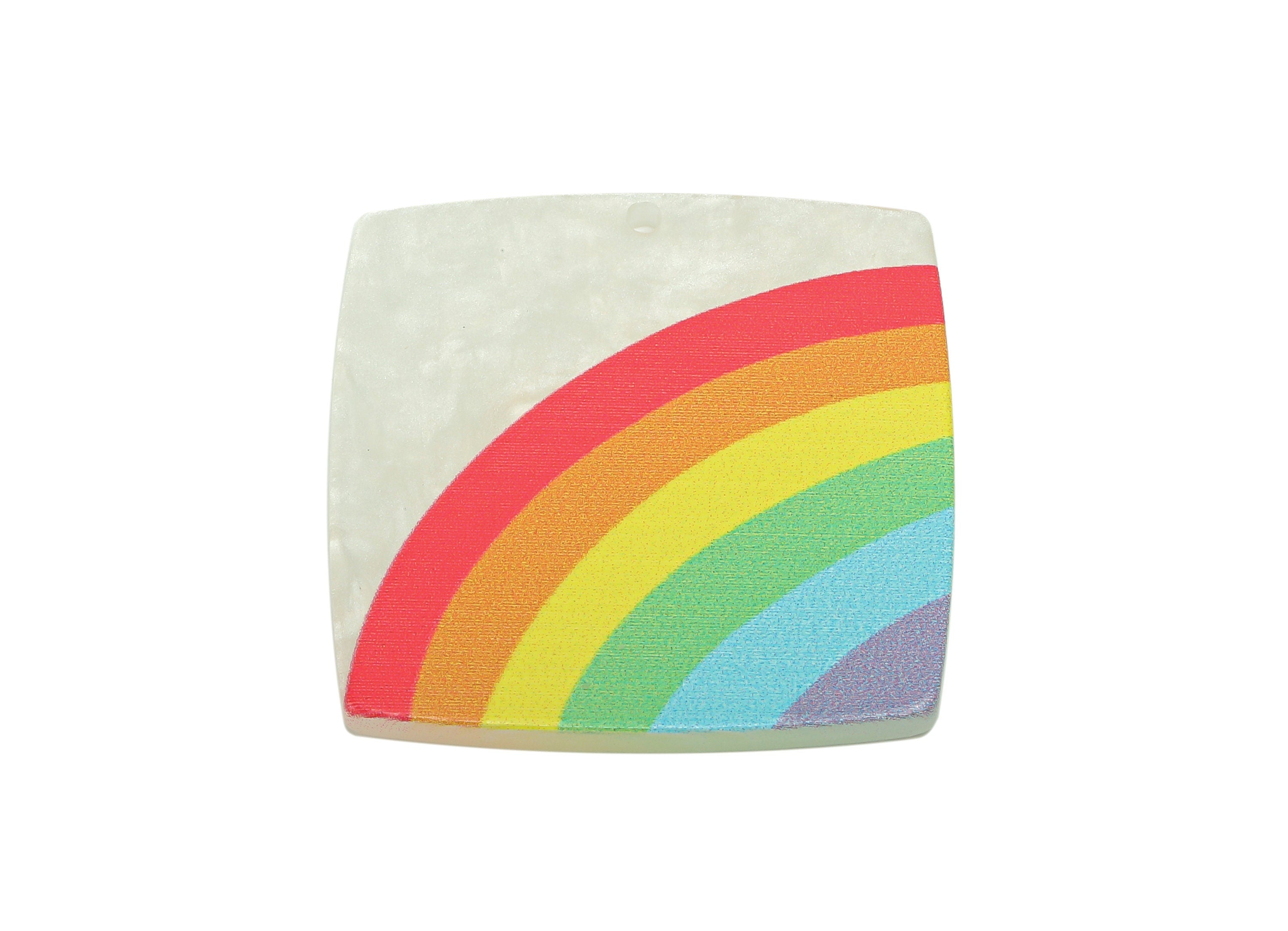 Acrylic Rainbow Square Earring Charm - Acrylic Rainbow Square Earring - Pendant With Hole - Charm For Necklace - 30.5x30.5x2.4mm - AC2578 - DOMEDBAZAAR