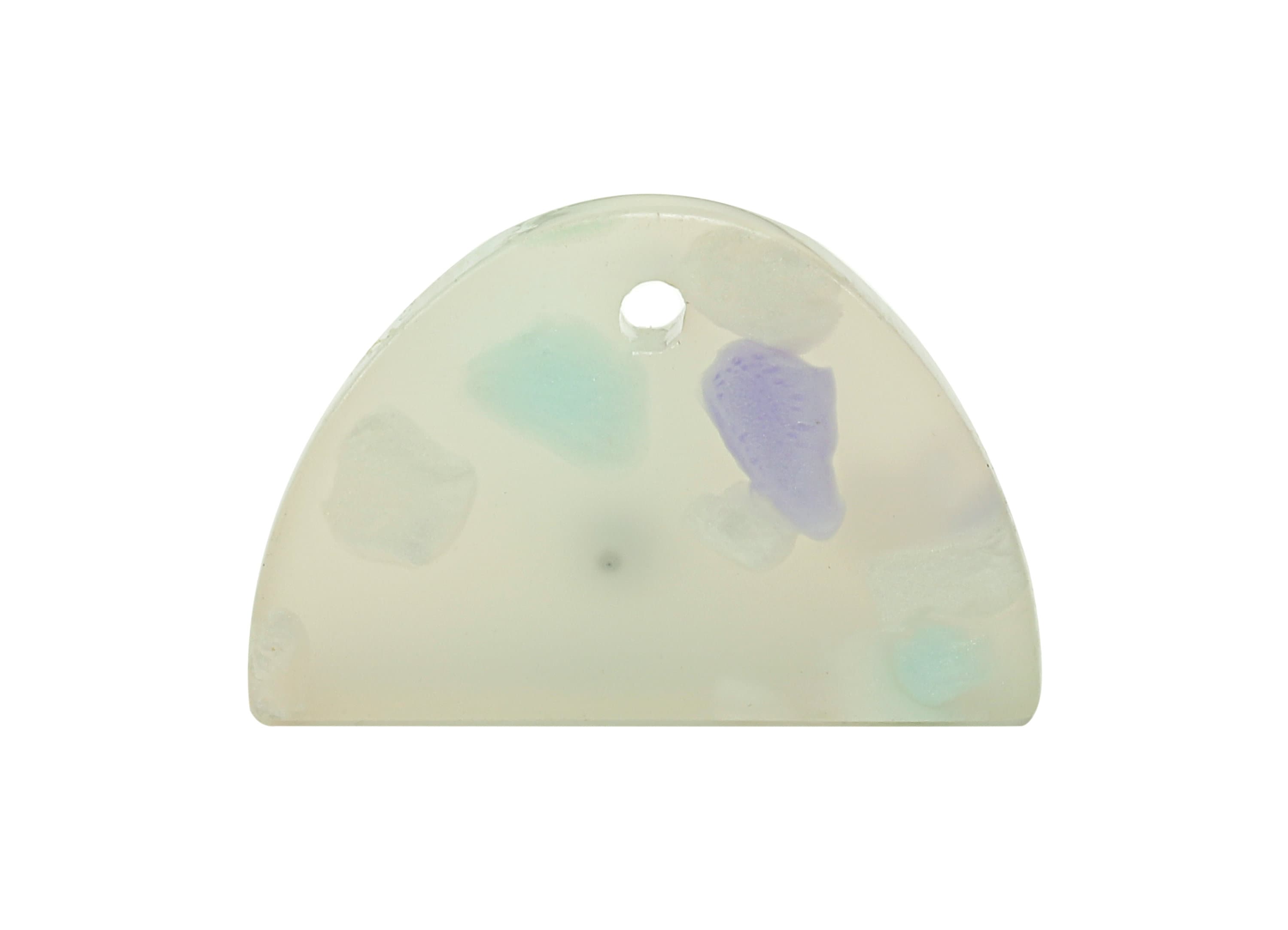 Acrylic Semicircle Stud Earring - Half Moon Earring Post With Hole - 316 Stainless Steel - Color Code: A843 - 18.3x12.3x2.56mm - AC2558-A843 - DOMEDBAZAAR