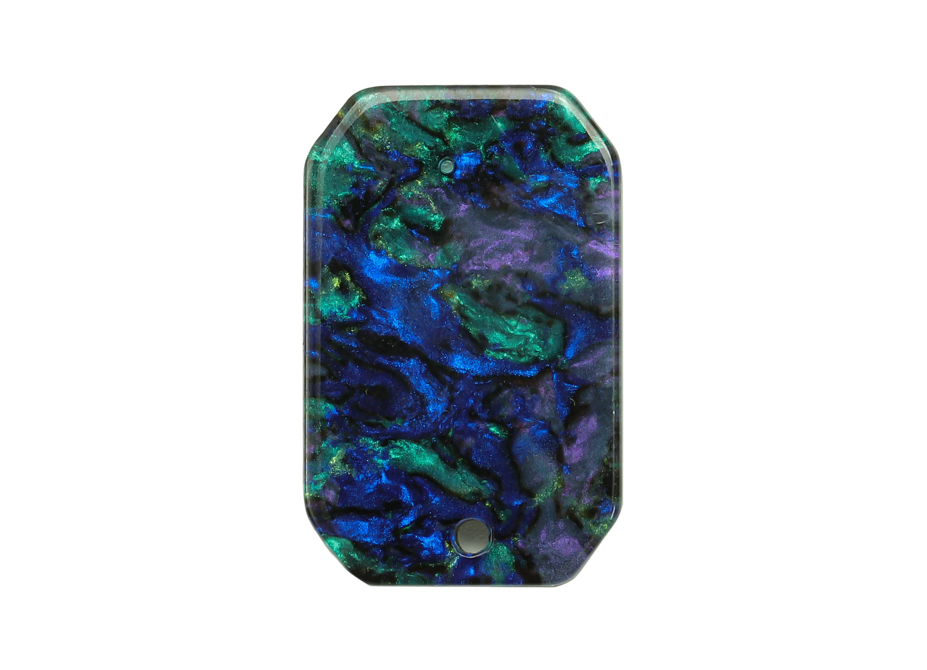 Acrylic Rectangle Stud Earring - Abalone Color Earring Post With Hole - 316 Stainless Steel - Color Code: A849 - 24.7x15.7x2mm - AC2561-A849 - DOMEDBAZAAR