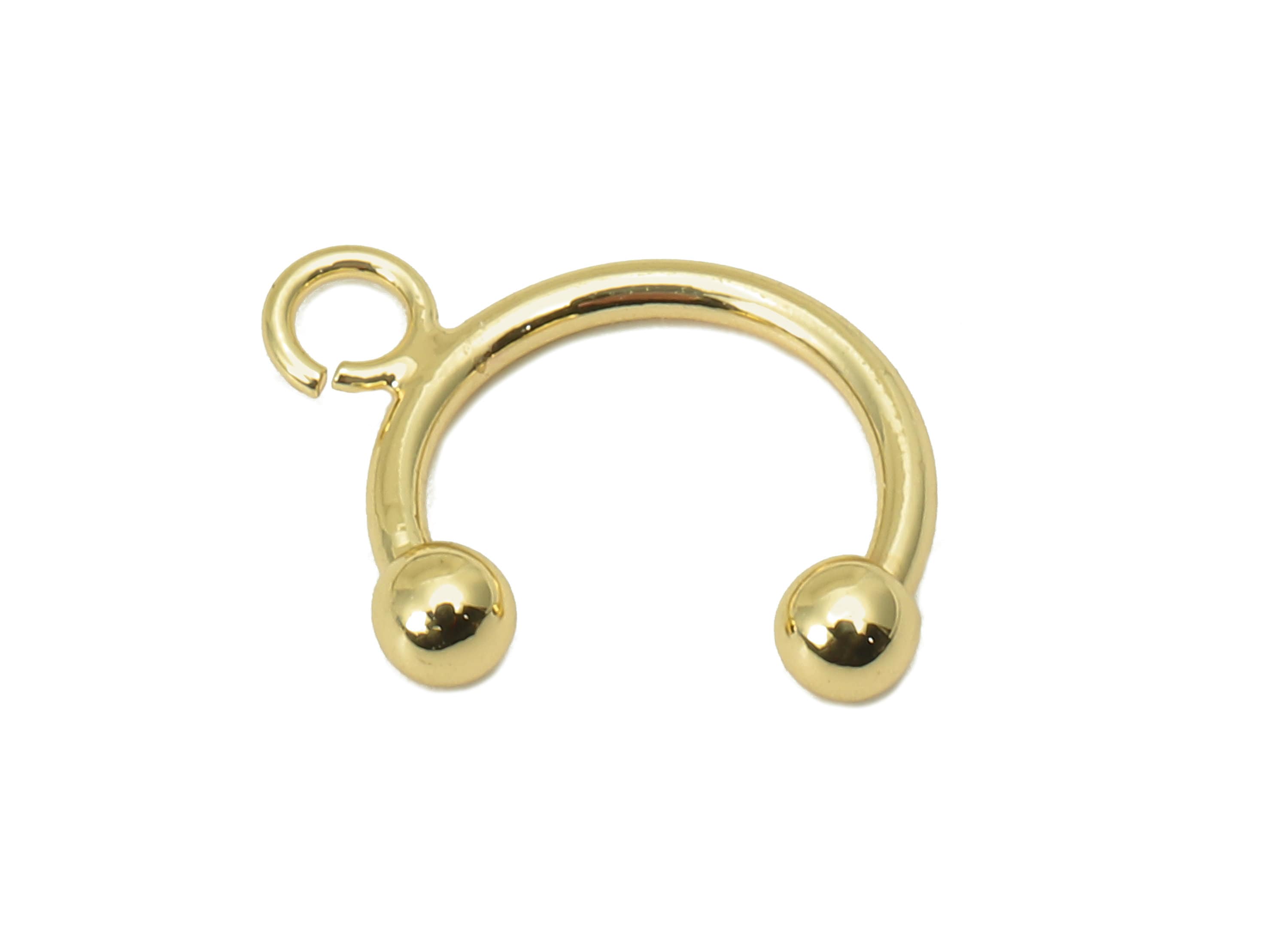 Brass Mini Open Hoop Earring Charm - Septum Open Round C Ring - Cartilage Earring With Loop - 18K Real Gold Plating - 7.5x7.5x5.2mm -RGP5813 - DOMEDBAZAAR