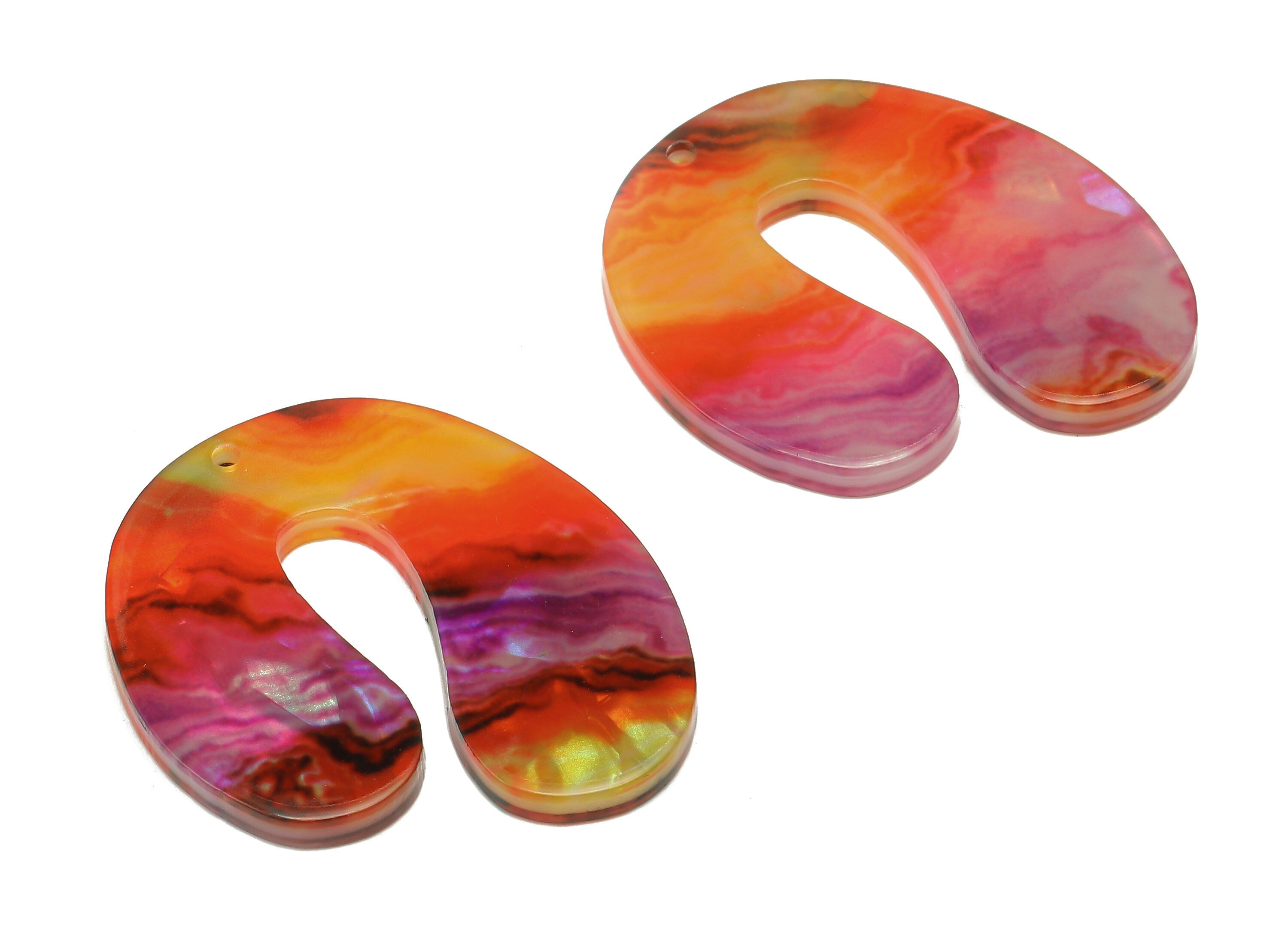 PVC U Rainbow Earring Charm - PVC U Sunset Pendant With Hole - Earring Findings - Color Code: A862 - 32.32x28.63x2.50mm - AC2537-A862 - DOMEDBAZAAR