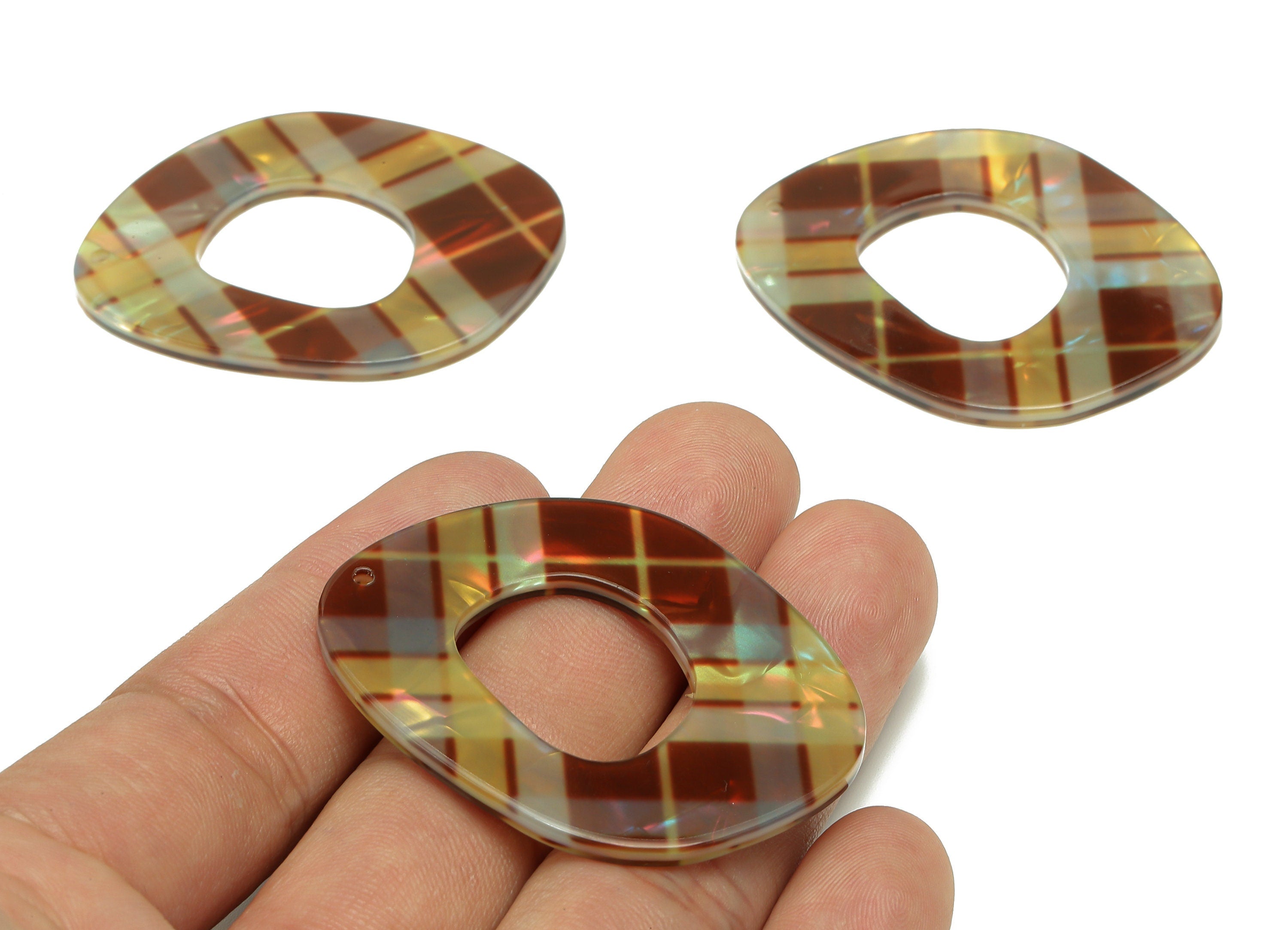 PVC Oval Square Circle Earring Charm - Hollow Circle Pendant With Hole - Earring Findings - Color Code: A870 - 48.5x37x2.5mm - AC2543-A870 - DOMEDBAZAAR