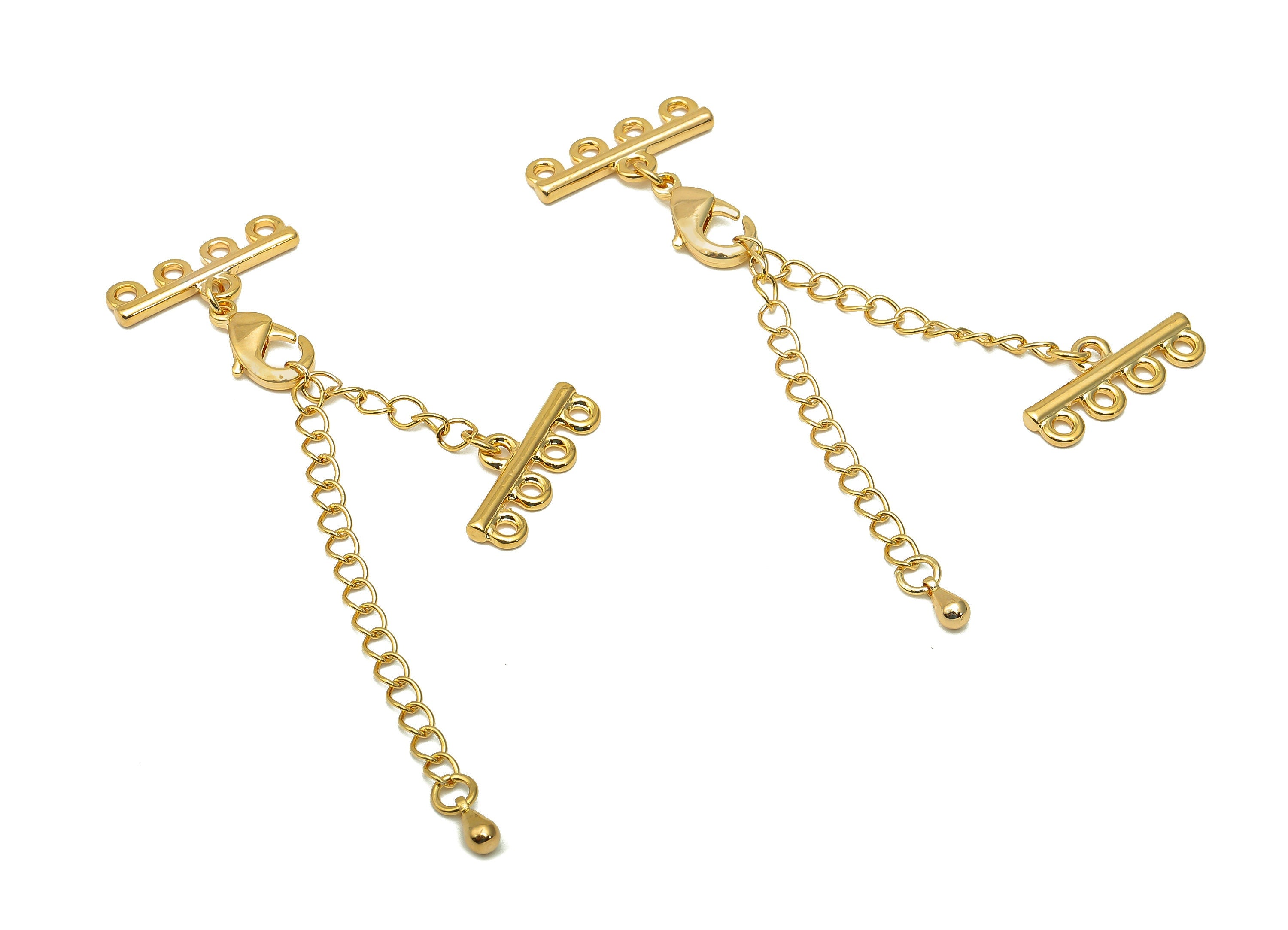 Extender Curb Chain - Bracelet Extender Safety Clasp - Drop Lobster Clasp - Extension Chain 4 Loops - Parrot Clasps - 19x8.1x2mm - RGP5685-4 - DOMEDBAZAAR