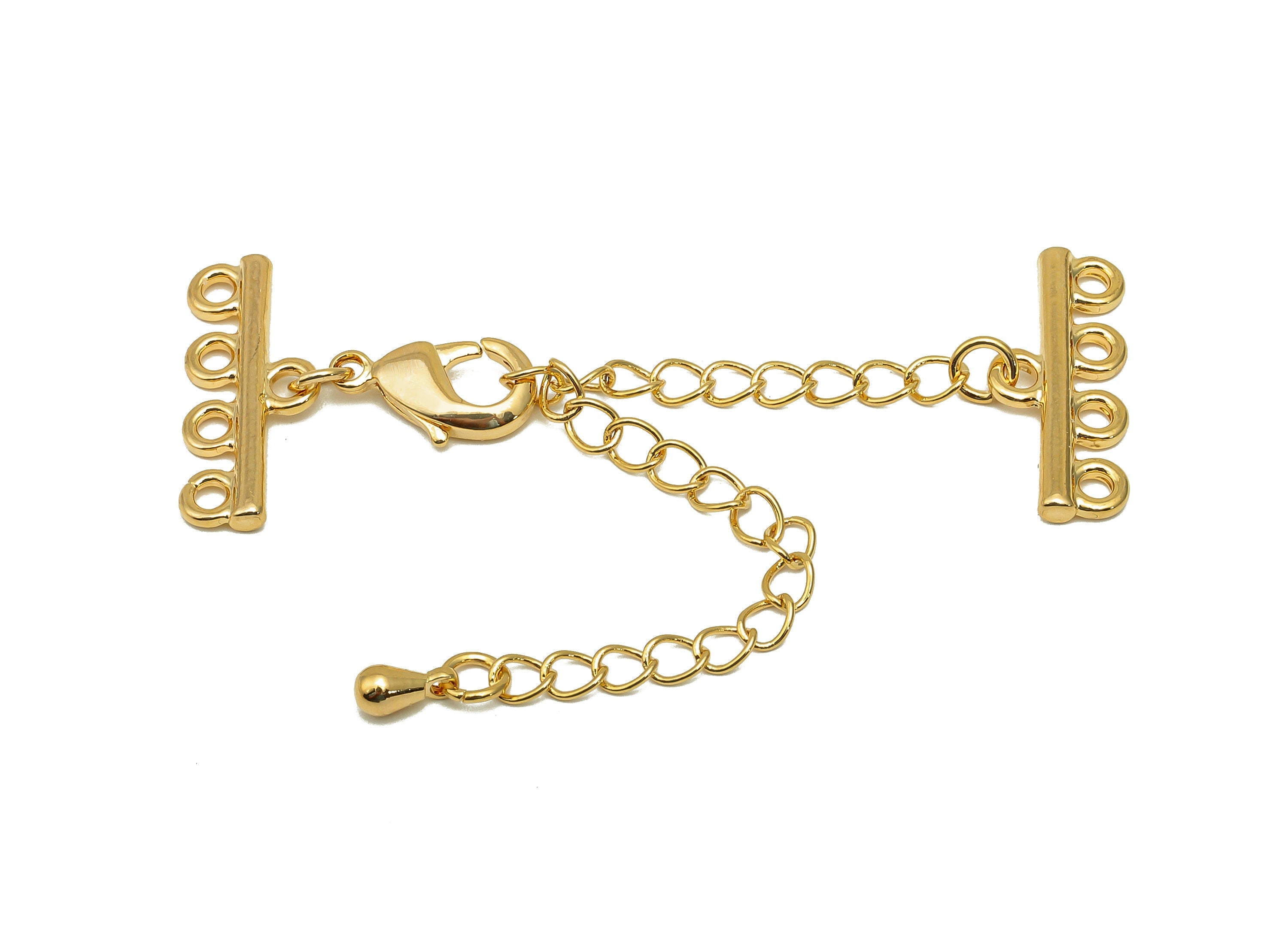 Extender Curb Chain - Bracelet Extender Safety Clasp - Drop Lobster Clasp - Extension Chain 4 Loops - Parrot Clasps - 19x8.1x2mm - RGP5685-4 - DOMEDBAZAAR