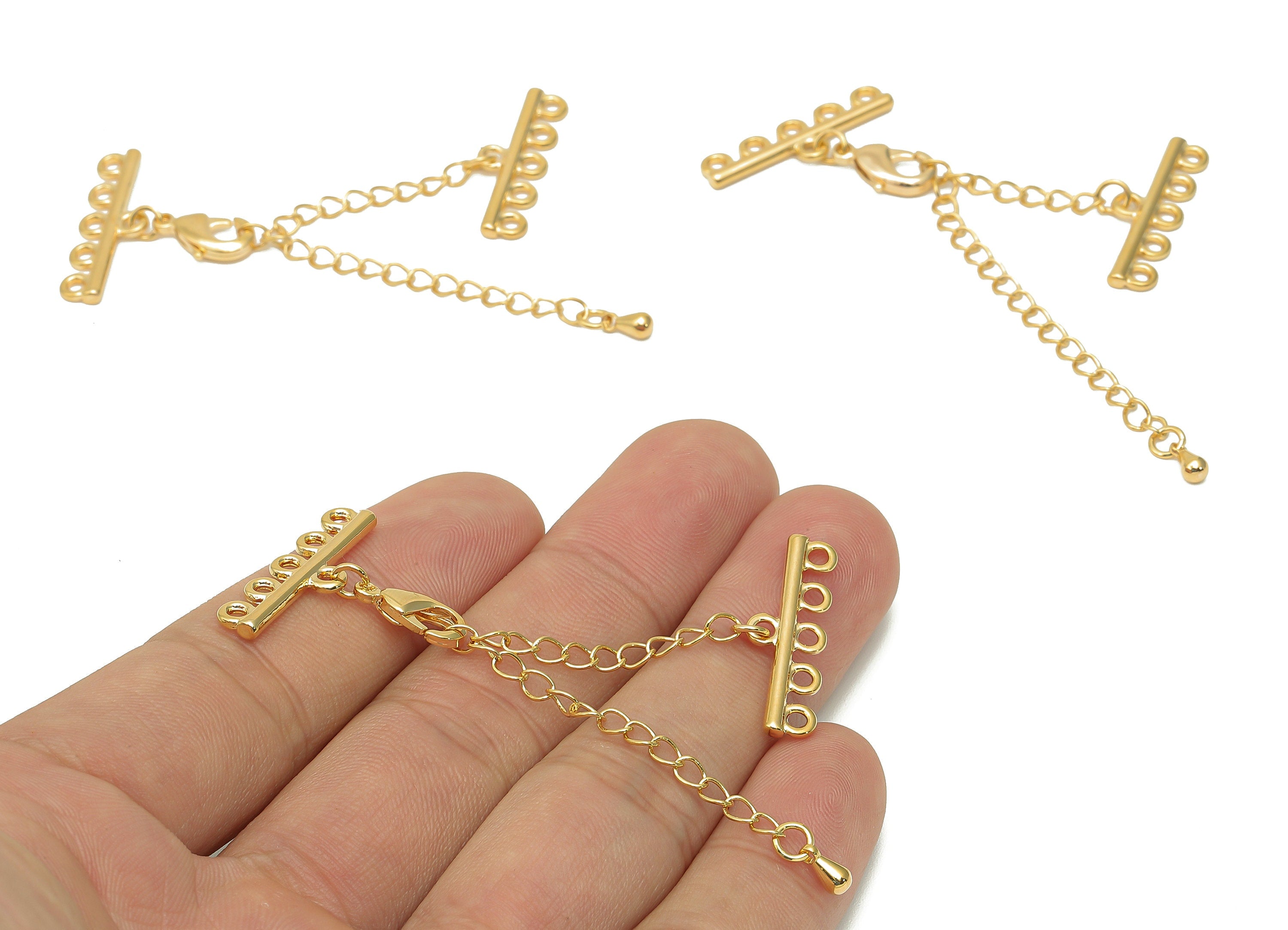 Extender Curb Chain - Bracelet Extender Safety Clasp - Drop Lobster Clasp - Extension Chain 5 Loops - Parrot Clasps-24.1x8.3x1.9mm-RGP5685-5 - DOMEDBAZAAR
