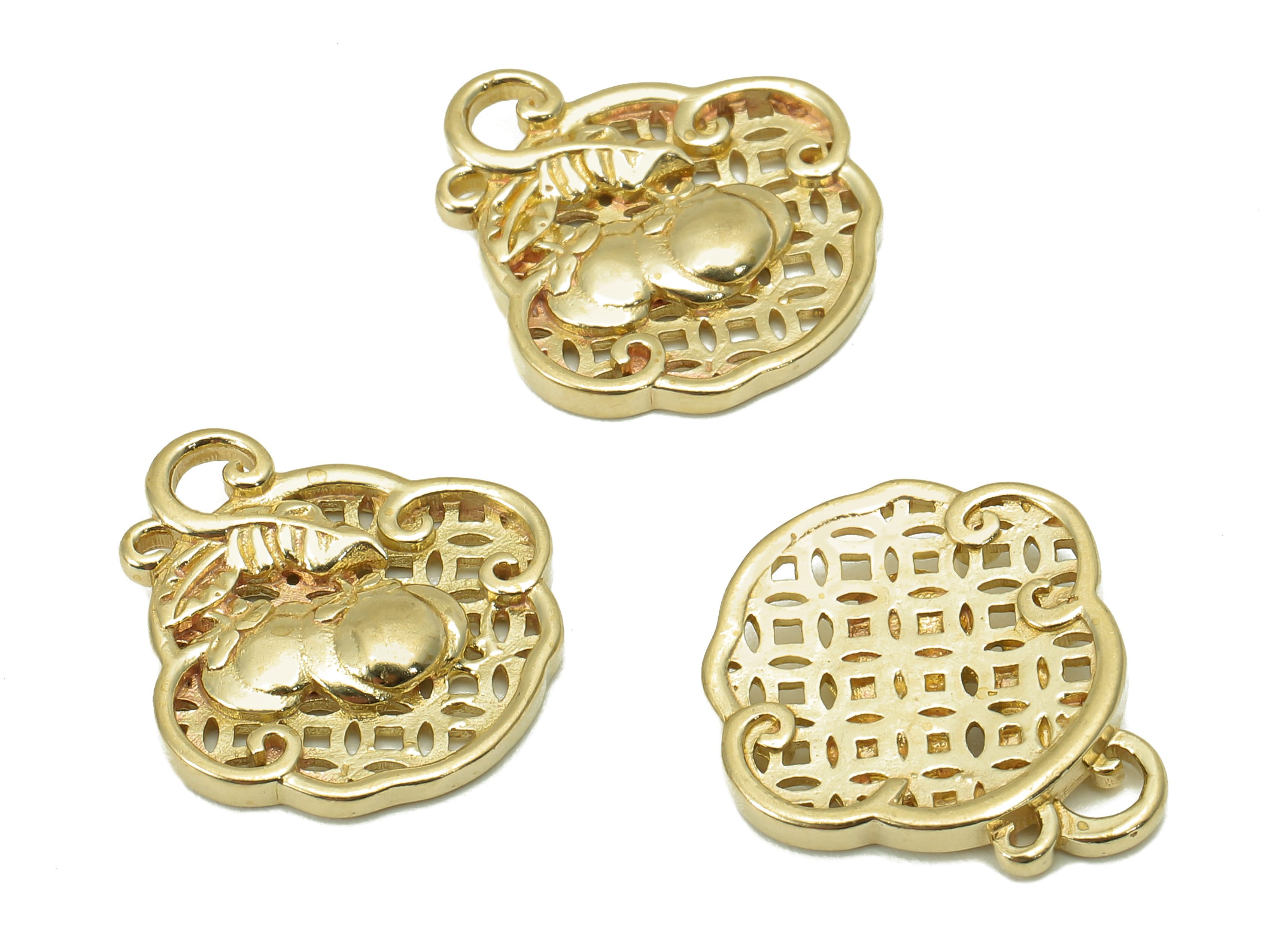 Brass Cloud Pumpkin Earring Charm - Raw Brass Cloud Bracelet Charm - Necklace Pendant With Loop - Hollow Earring - 17.7x16.3x2.3mm - PP8185 - DOMEDBAZAAR