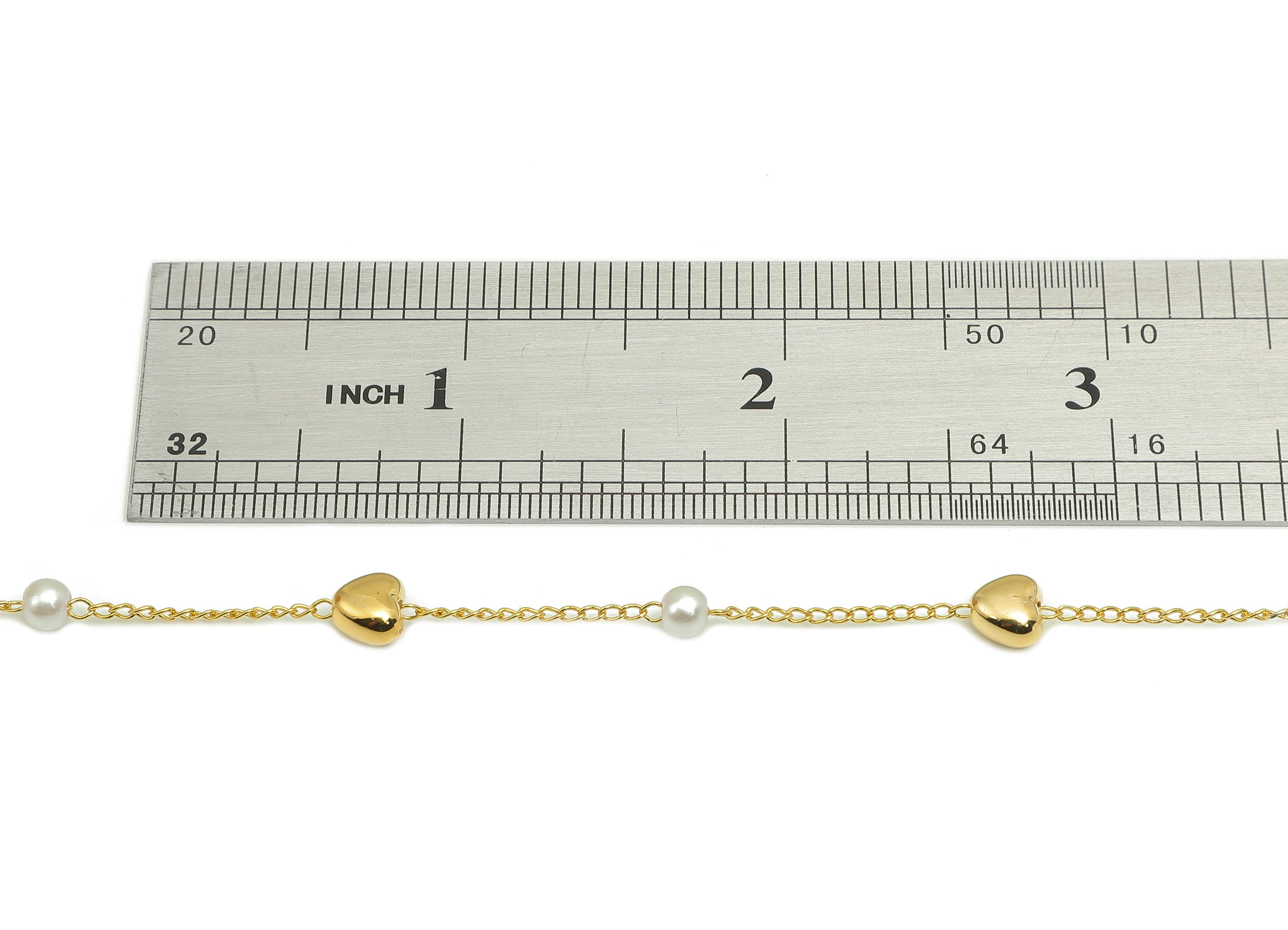 Brass Beaded Chain - Pearl Satellite Curb Chain - Soldered Heart Bead Chain - For Necklace - 18K Real Gold Plating - 6.3x5.9x3.9mm - RGP5681 - DOMEDBAZAAR