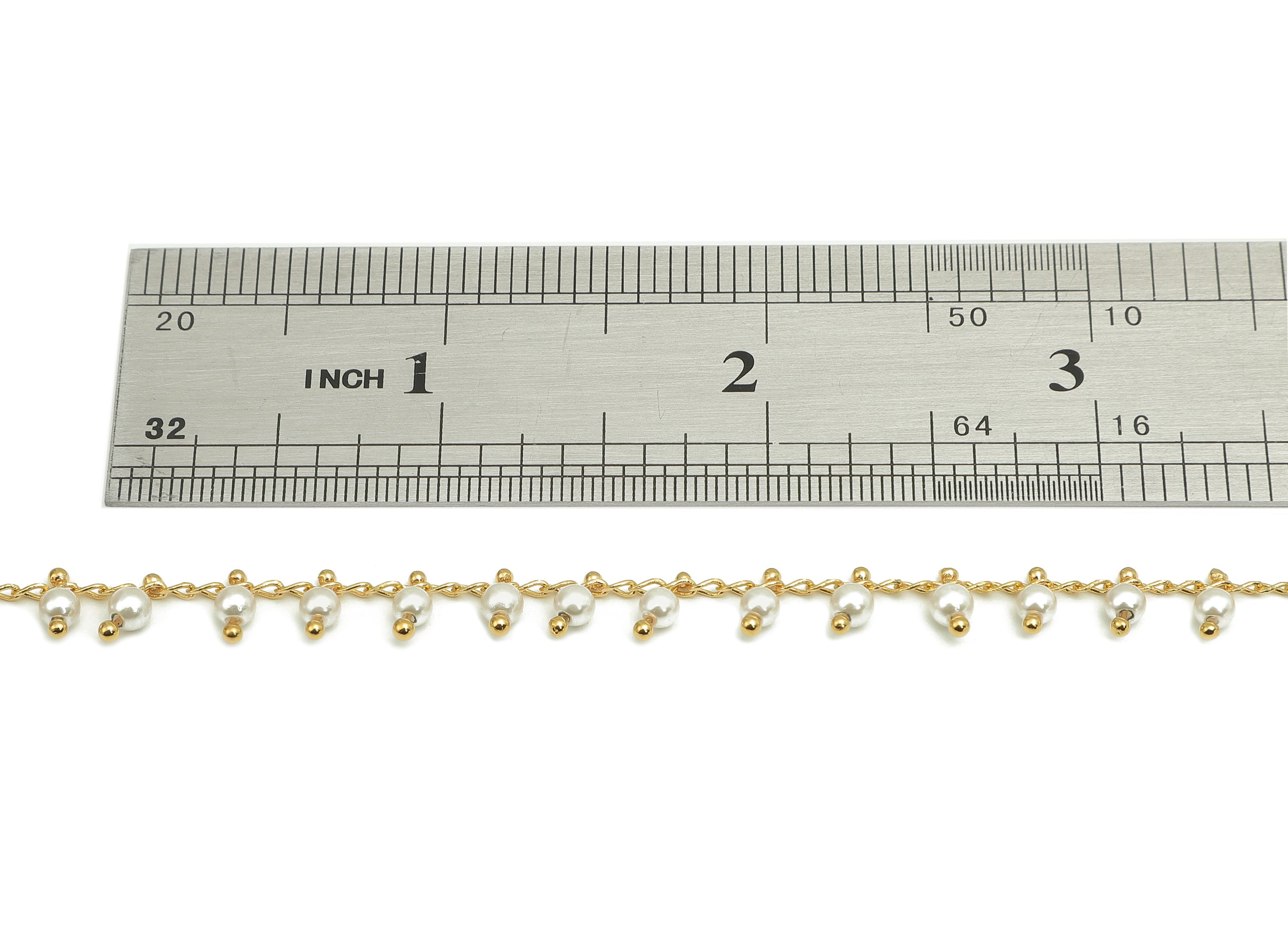 Brass Mini Curb Chain - Gold Satellite Curb Chain - Pearl Satellite Curb Chain - 18K Chains For Necklace - 8.8x3.1x3.1mm - RGP6331 - DOMEDBAZAAR