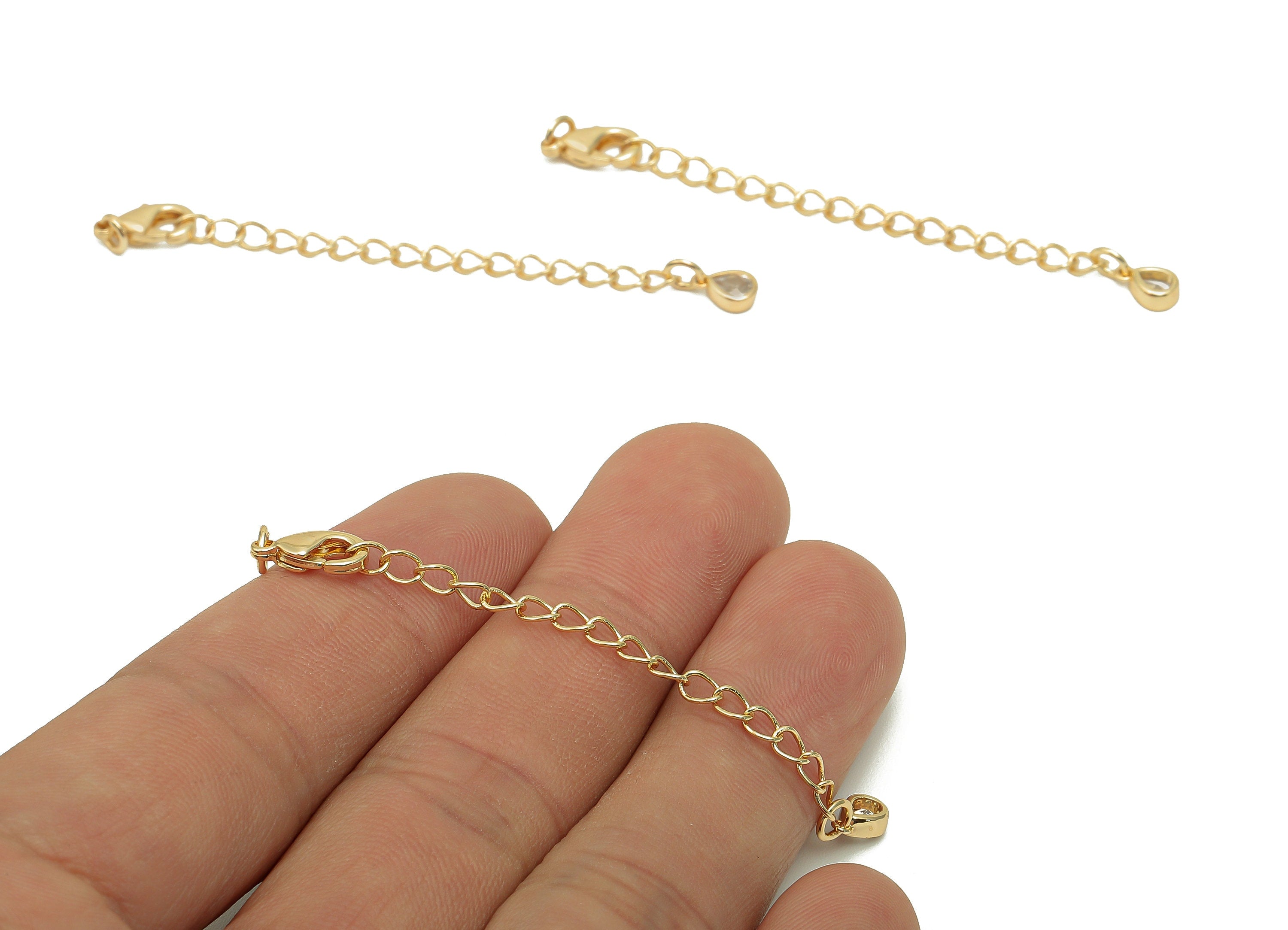 Extender Curb Chain - Zircon Extender Safety Clasp - Drop Lobster Clasp - Extension Chain - Parrot Clasp - 61.9x5.3x2.5mm - RGP5730 - DOMEDBAZAAR