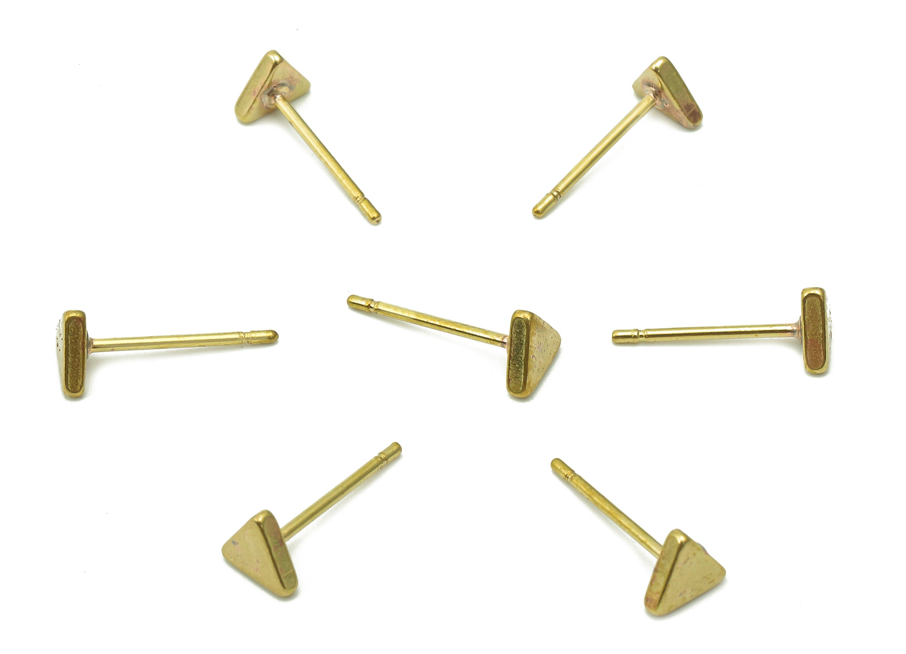 Brass Mini Triangle Earring Posts - Raw Brass Mini Triangle Stud Earring - Brass Stud - Earring Findings - 4.9x4.9x1.8mm - PP8057 - DOMEDBAZAAR