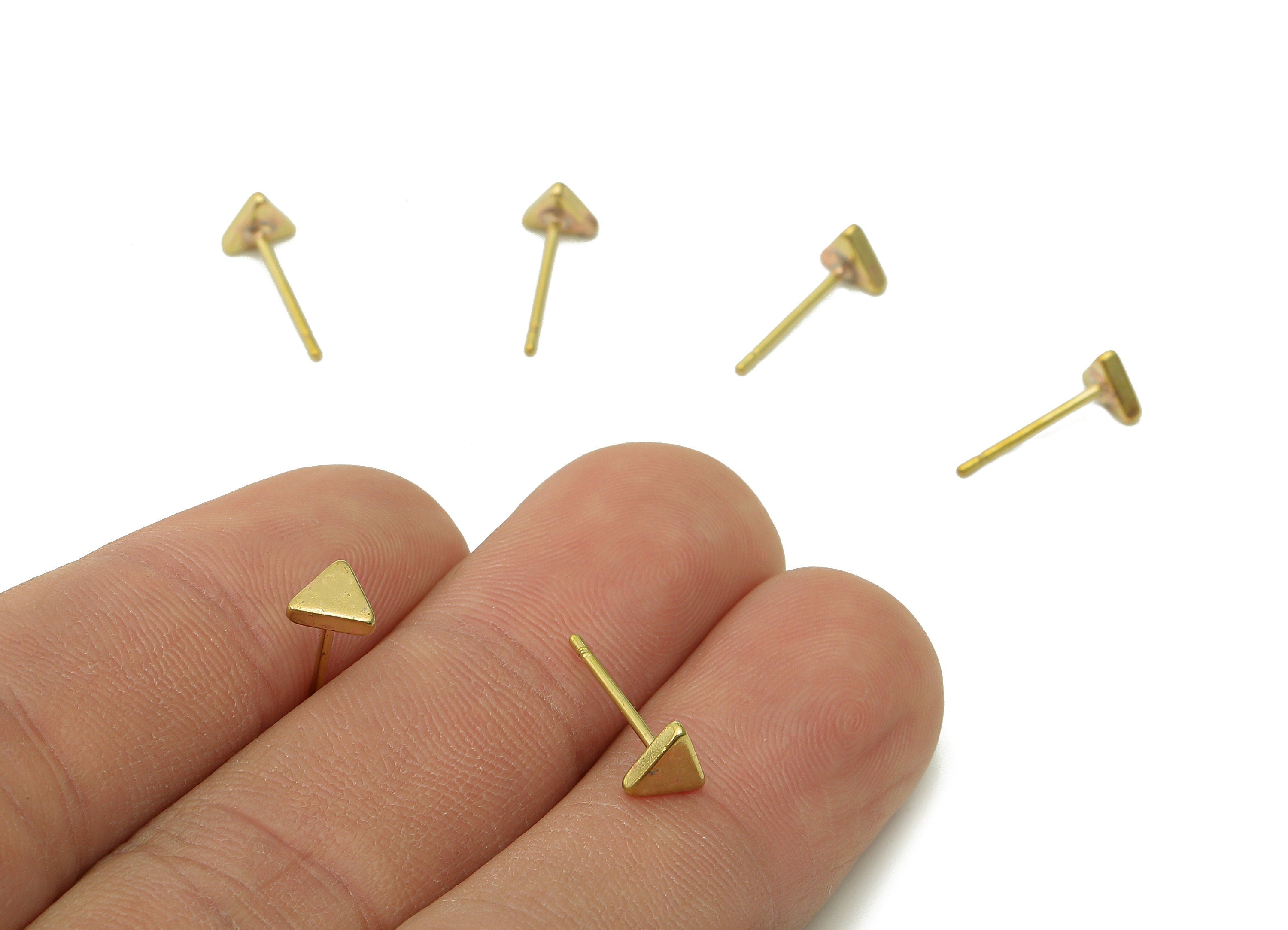 Brass Mini Triangle Earring Posts - Raw Brass Mini Triangle Stud Earring - Brass Stud - Earring Findings - 4.9x4.9x1.8mm - PP8057 - DOMEDBAZAAR