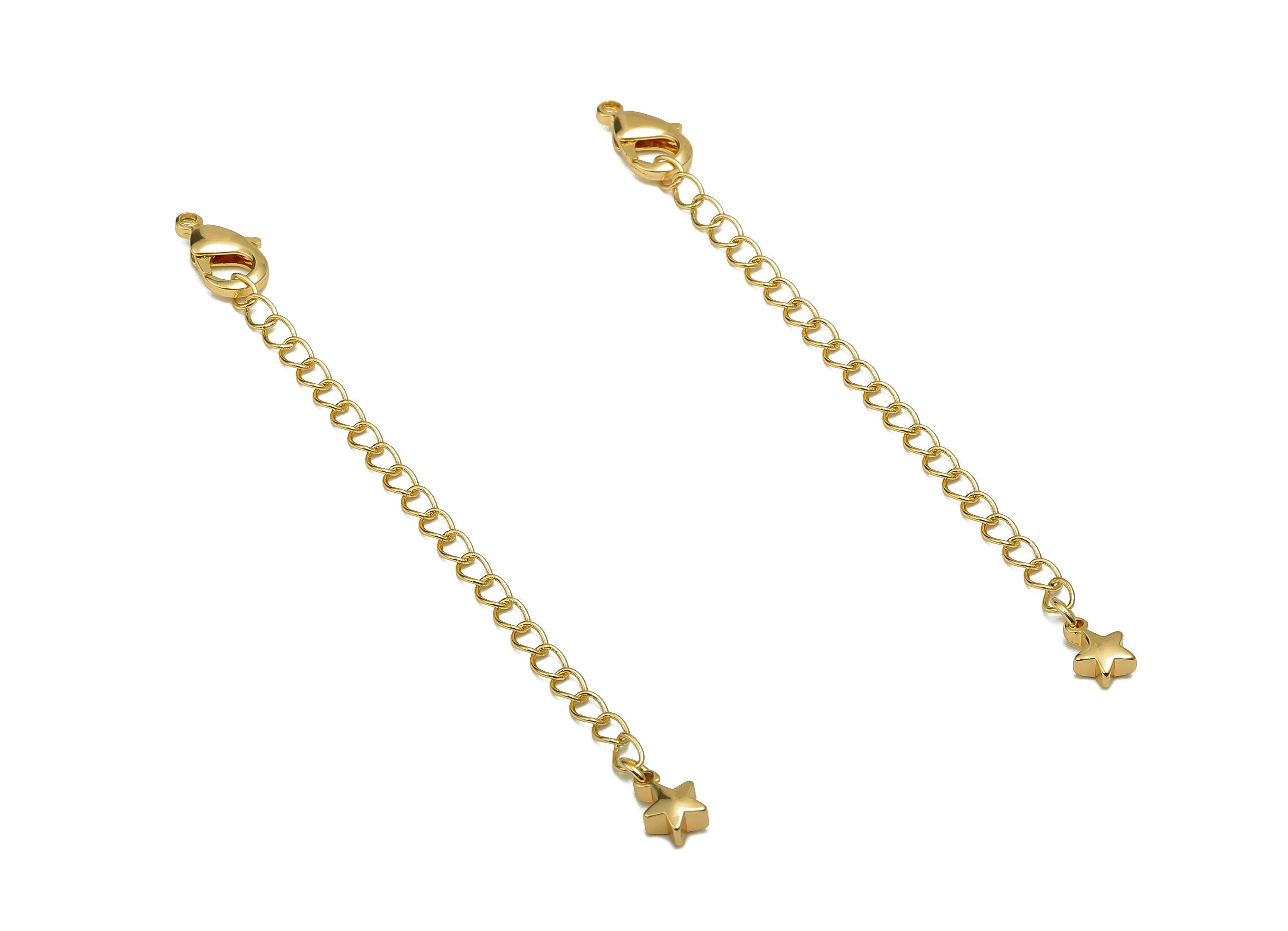 Extender Curb Chain - Extender Safety Clasp - Star Lobster Clasp - Extension Chain - Parrot Clasps -18K Real Gold Plating -87x7x3mm-RGP5566 - DOMEDBAZAAR