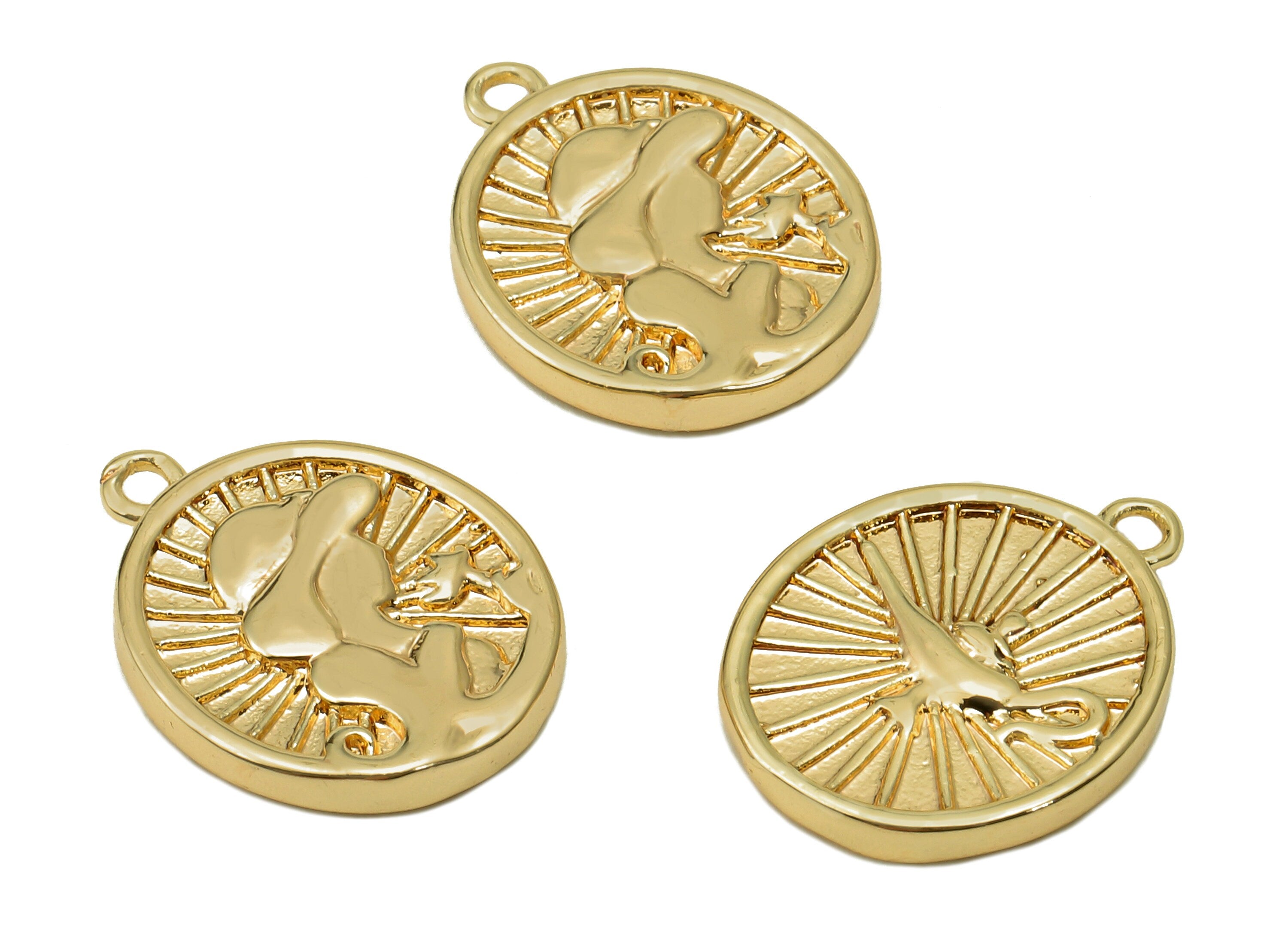 Brass Oval Earring Charm - Girl With Hat Portrait Oval Earring - Oval Pendant With Loop - 18K Real Gold Plating - 17.6x13.7x2.1mm - RGP5578 - DOMEDBAZAAR