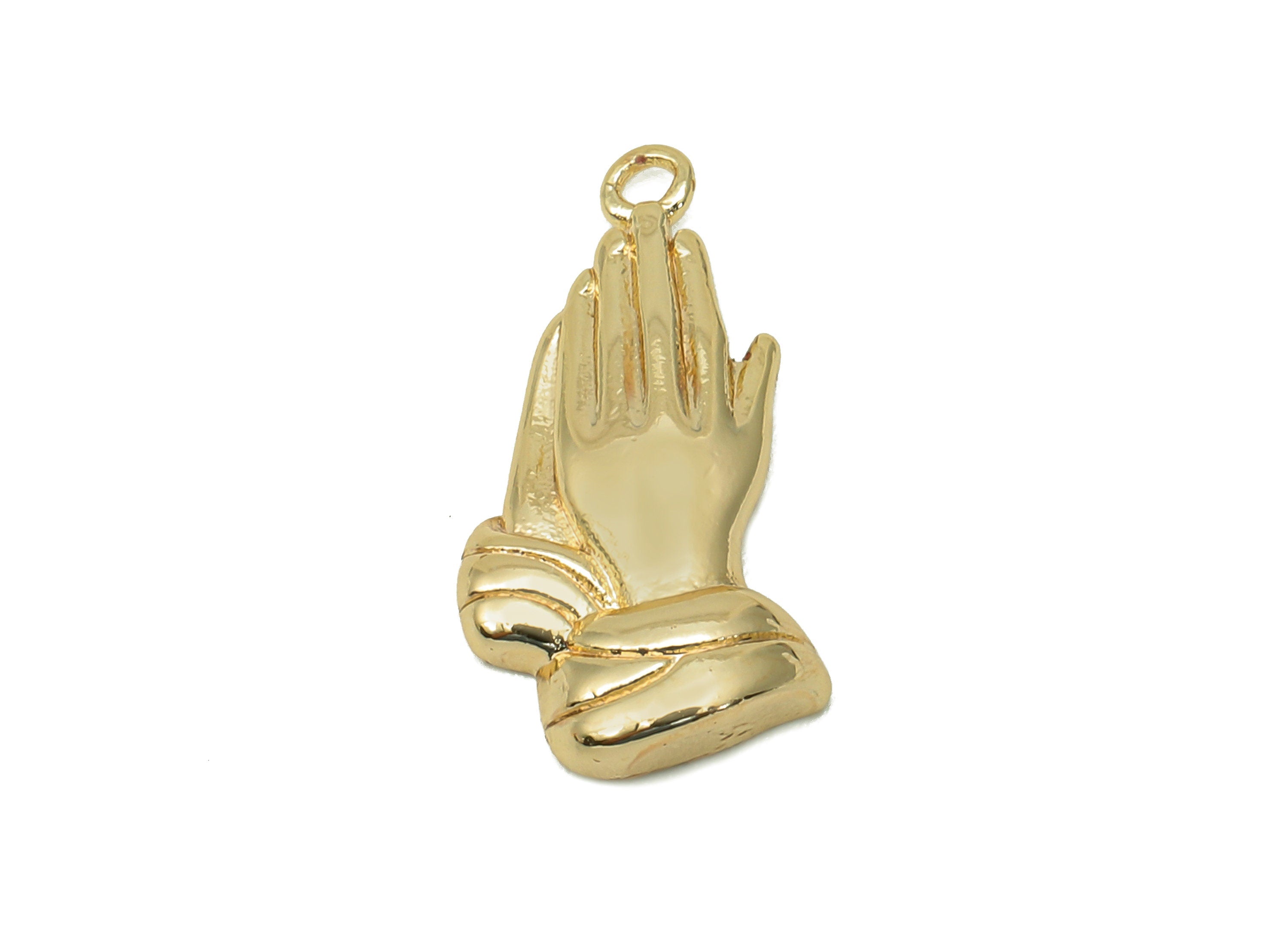Brass Mini Hand Earring Charm - Gold Hand Earring - Hand Pendant With Loop - Gift For Her - 18K Real Gold Plating - 19.2x9.7x2mm - RGP5708 - DOMEDBAZAAR