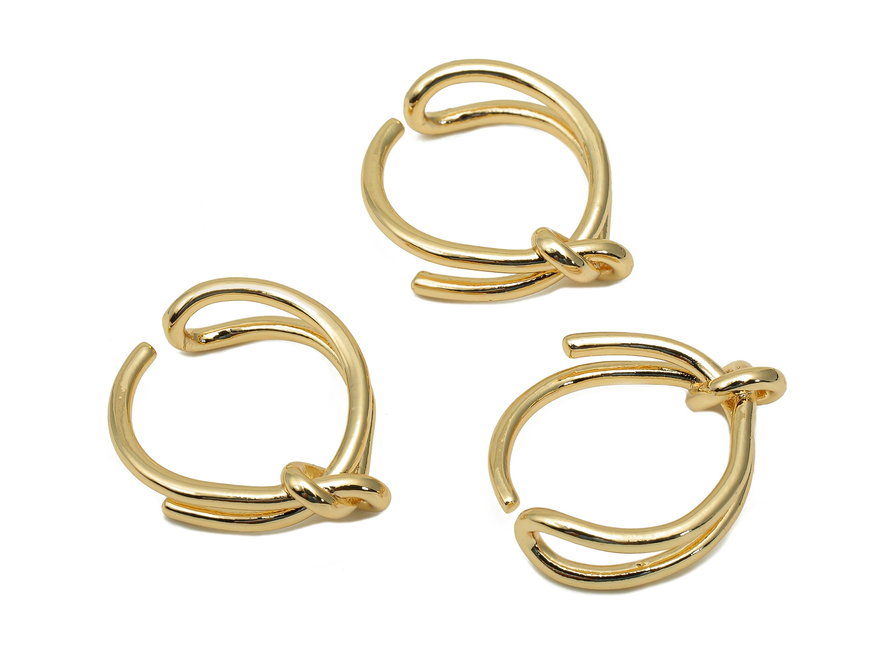 Brass Knot Open Round Ring - Gold Knot Circle Hoop Ring - Gold Circle C Hoop - 18K Real Gold Plated Brass - 24.1x20.4x1.9mm - RGP5699 - DOMEDBAZAAR