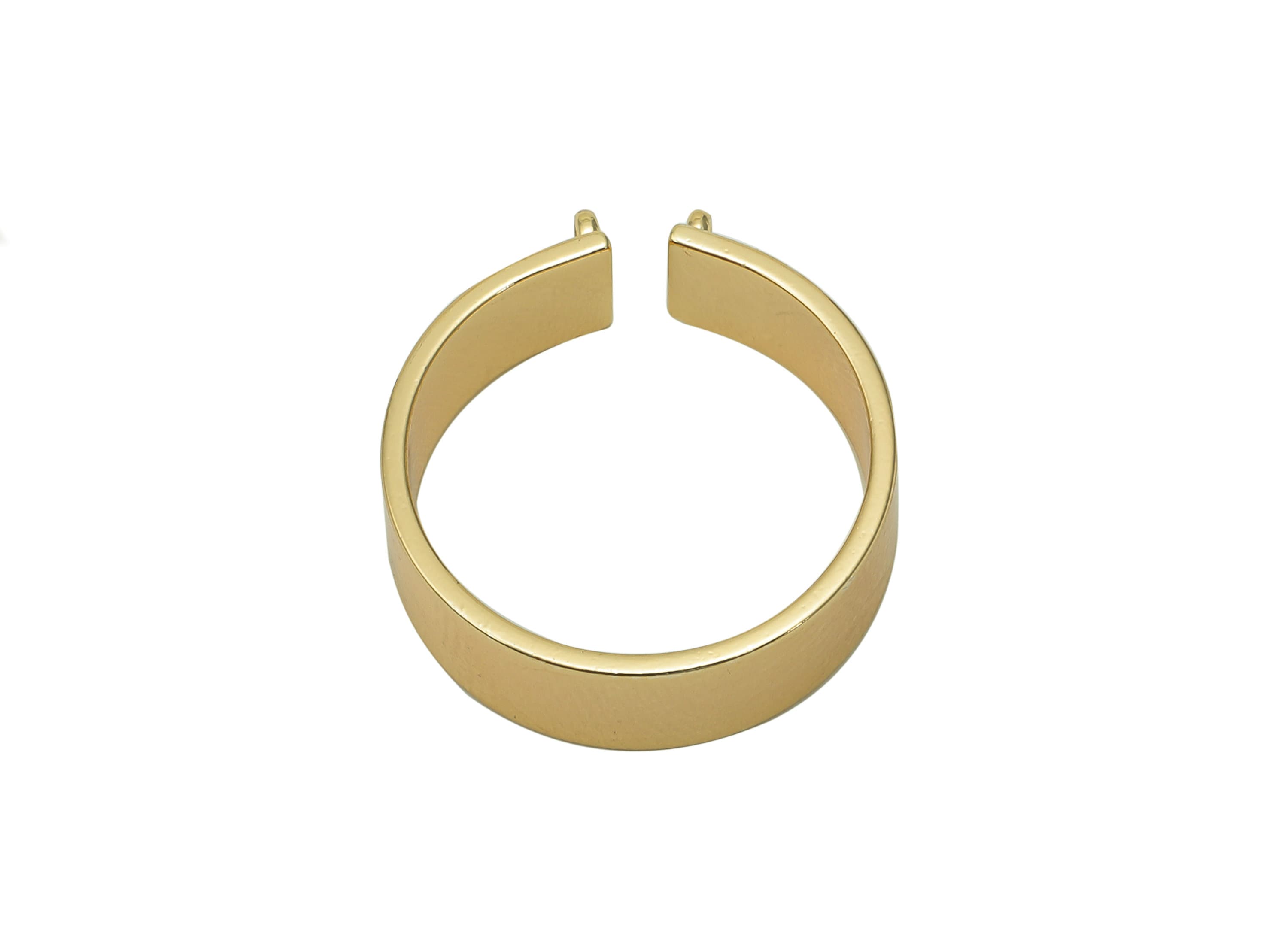 Brass Wide Round Hoop Connector - Gold Circle Huggie Earring - Pendant With 2 Loops - 18K Real Gold Plating Charm - 21.6x19.6x1.1mm -RGP5697 - DOMEDBAZAAR