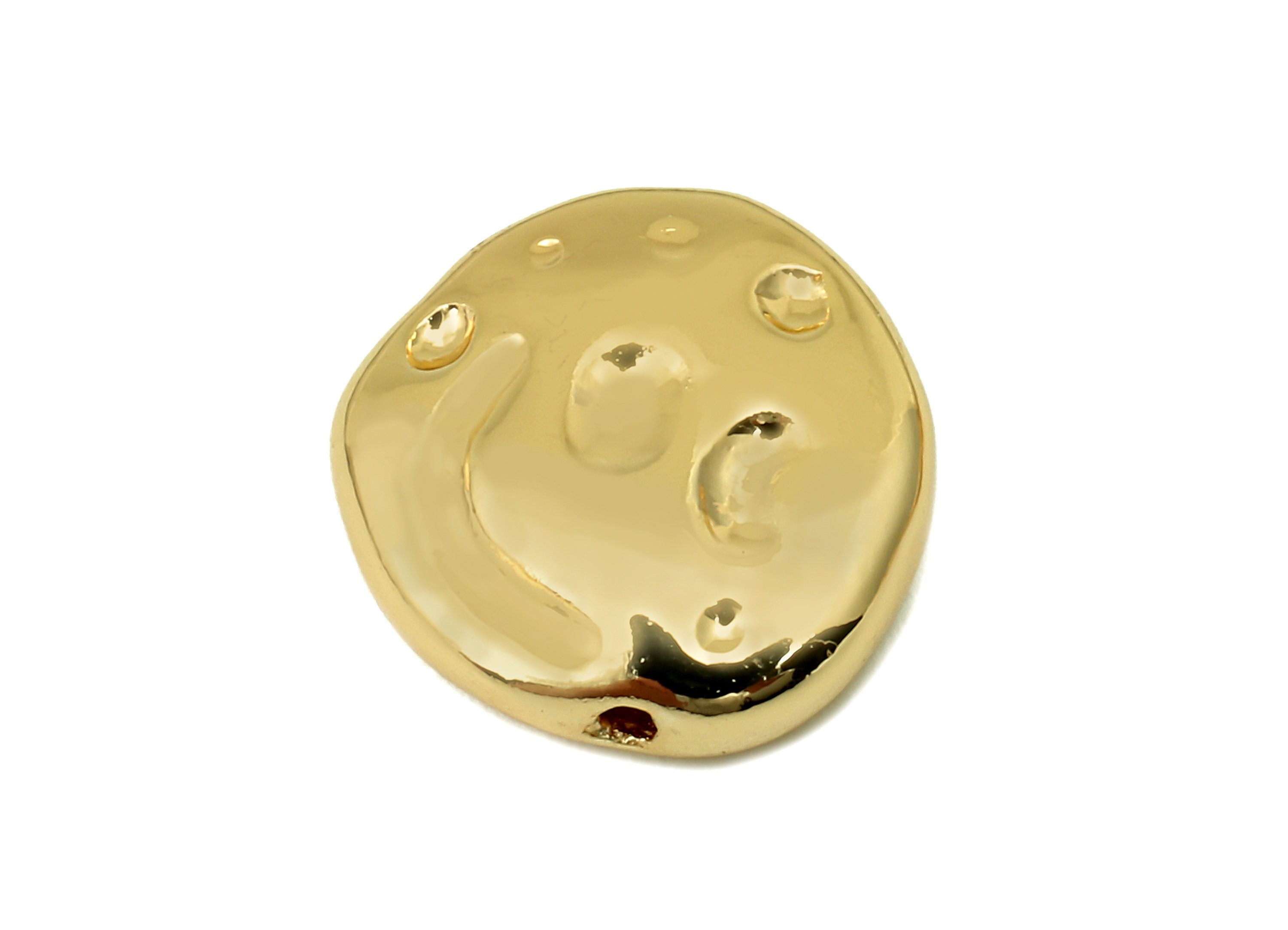 Brass Round Beads Charm - Gold Spot Bead Spacer Necklace - Dots Bead Spacer Bracelet - 18K Real Gold Plating - 13.2x12.9x4.3mm - RGP5588 - DOMEDBAZAAR