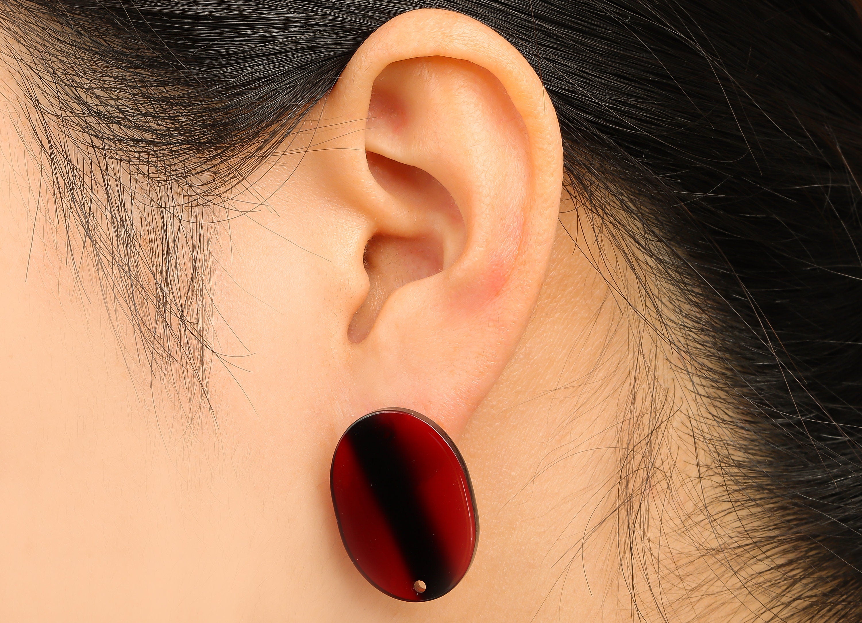 Acetate Oval Earring Stud - Oval Earring Post and Stud - Earring Findings - Jewelry Supplies - Color Code: A288 - 26x19x2.6mm - AC1002-A288 - DOMEDBAZAAR