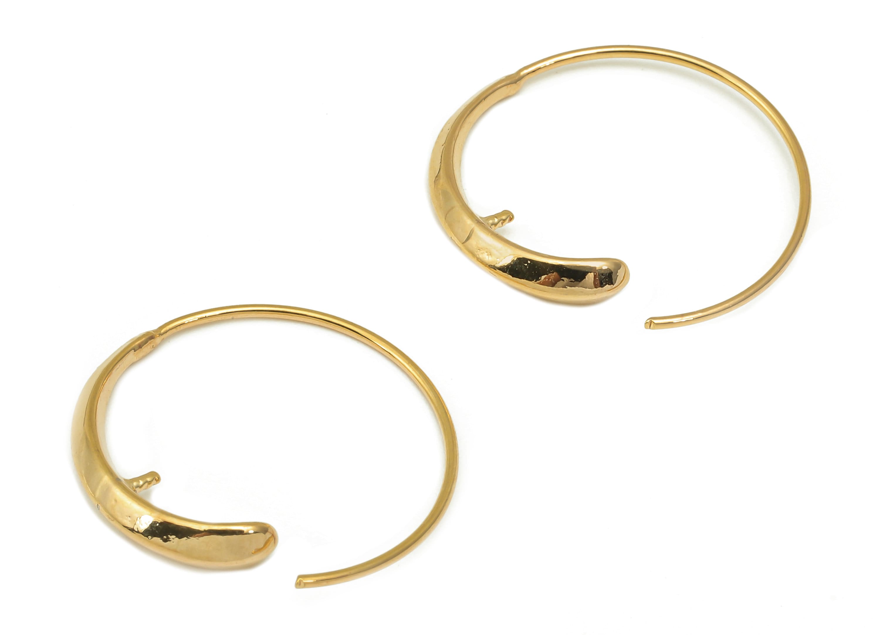 Brass Thick Hoop Earring Wire - Gold C Round Hook Wire - Circle Hoop Wire For Pearl - 18K Real Gold Plating - 21.6x21.6x2.3mm - RGP4539 - DOMEDBAZAAR