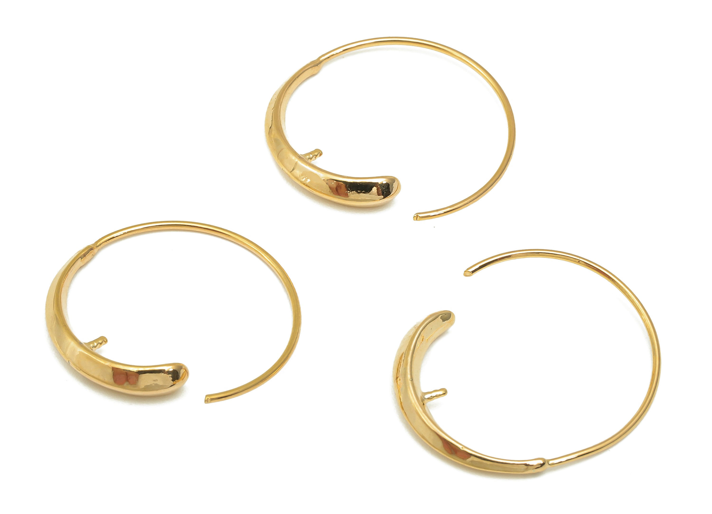 Brass Thick Hoop Earring Wire - Gold C Round Hook Wire - Circle Hoop Wire For Pearl - 18K Real Gold Plating - 21.6x21.6x2.3mm - RGP4539 - DOMEDBAZAAR