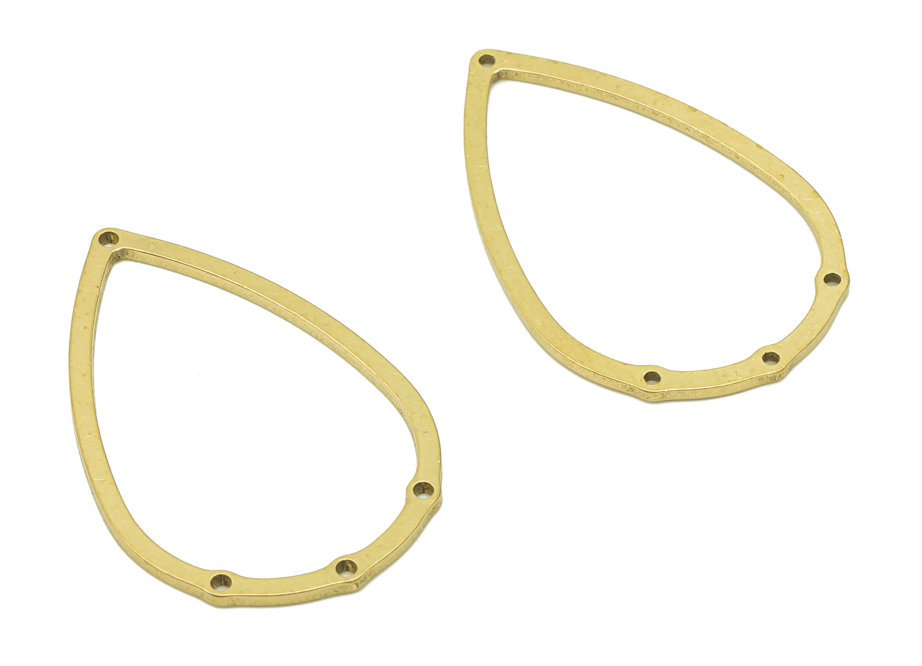 Brass Drop Earring Connector - Raw Brass Teardrop Earring Charms - Pendant With 4 Holes - Connector Charm - 30.5x19.8x1mm - PPZ0203 - DOMEDBAZAAR