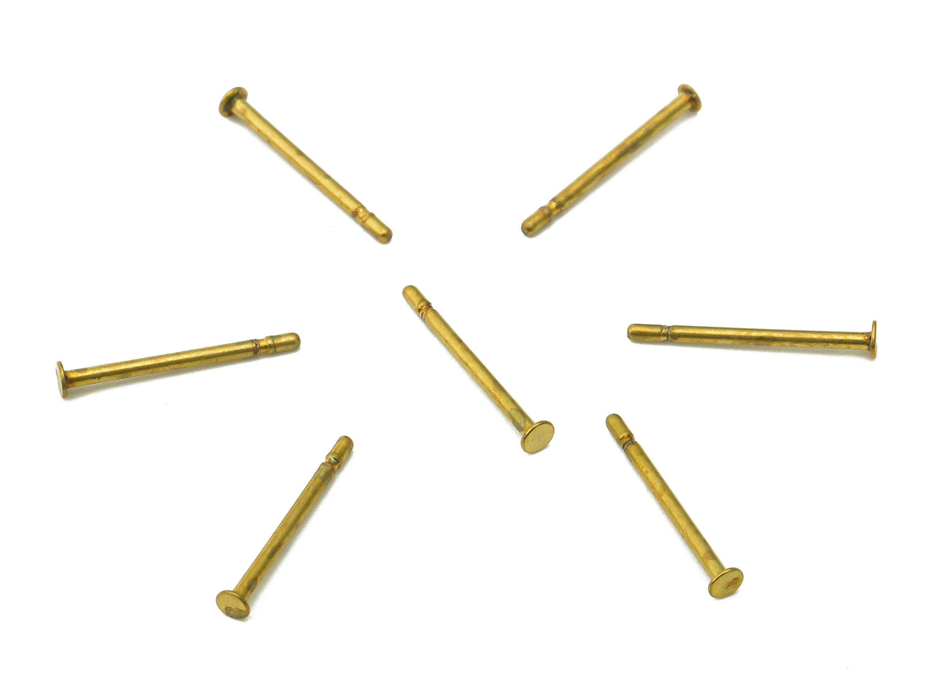 Brass Mini Pin Earring Posts - Raw Brass Tiny Pin Earring Stud - Mini Pin Brass Stud Earring - Earring Findings - 11.7x0.8x0.8mm - PP8071 - DOMEDBAZAAR