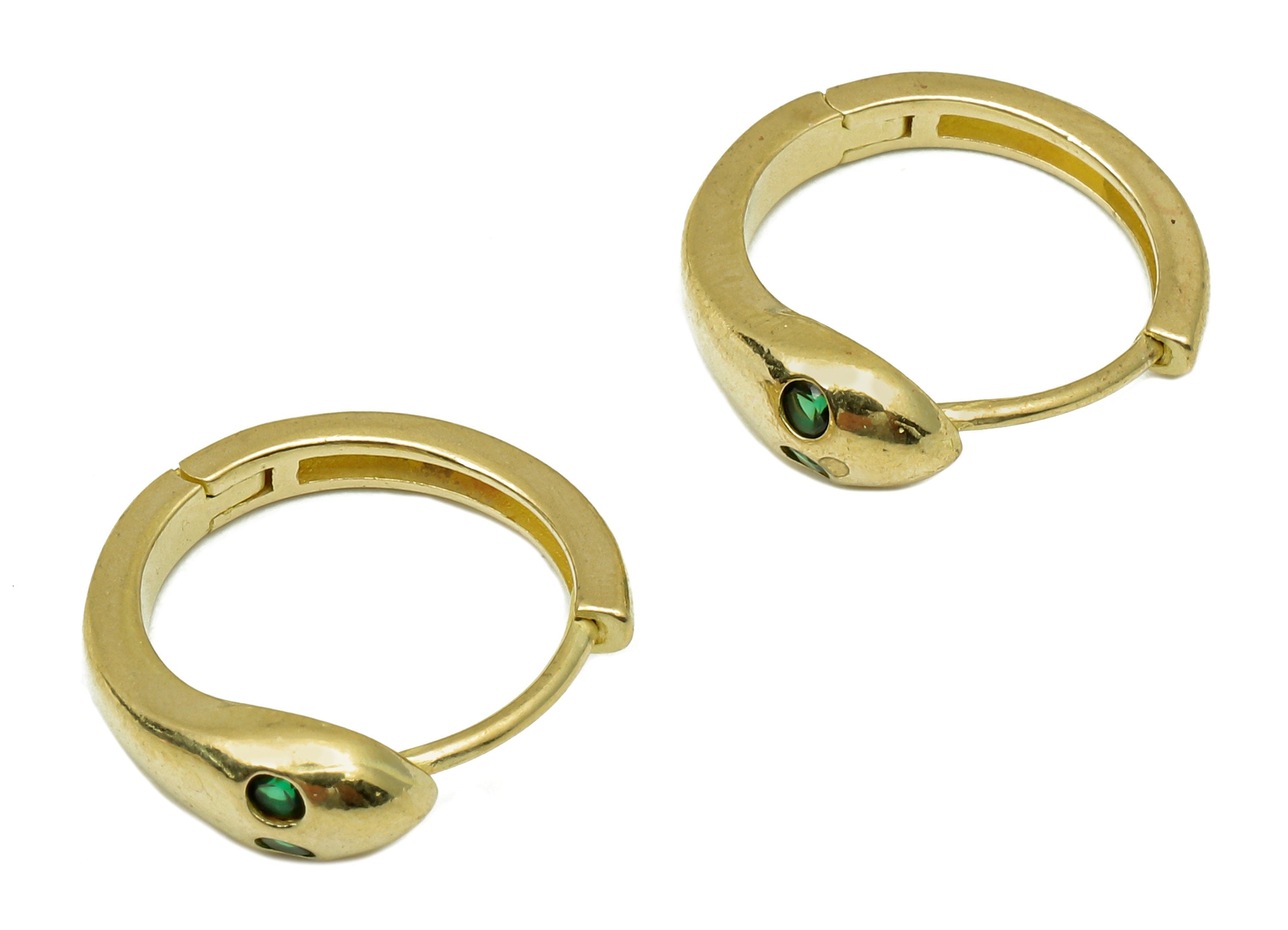 Brass Round Snake Earring Clasp - Raw Brass Hoop Clasp With Zircon - Circle Simple Hoop Earrings - Snake Clasps - 16.6x4.9x2.4mm - PP8171 - DOMEDBAZAAR