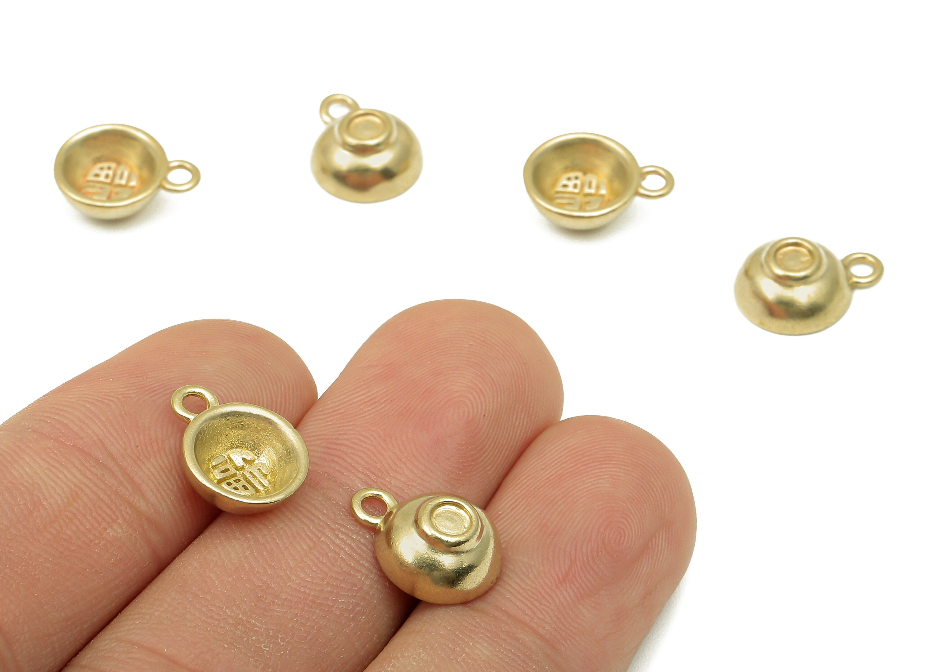 Brass Mini Bowl Earring Charm - Raw Brass Word Earring - Mini Bowl Pendant With Loop - Mini Bowl Necklace Charm - 13.1x10.1x2.4mm - PP8181 - DOMEDBAZAAR