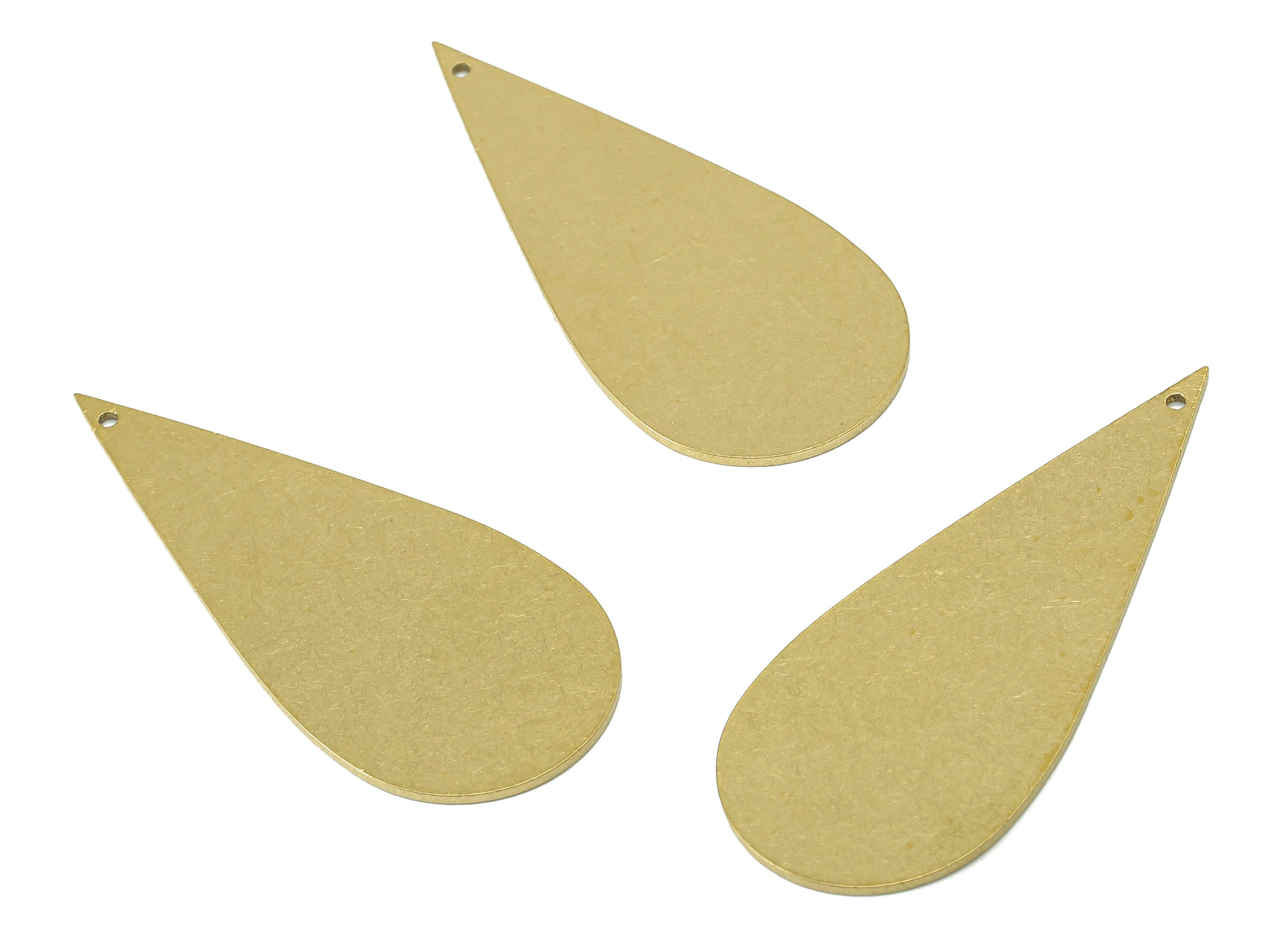 Brass Drop Earrings Charms - Raw Brass Teardrop Earring - Drop Pendant With Hole - Stamping Blank - For Necklace - 44.1x18.6x0.9mm - PP8243 - DOMEDBAZAAR