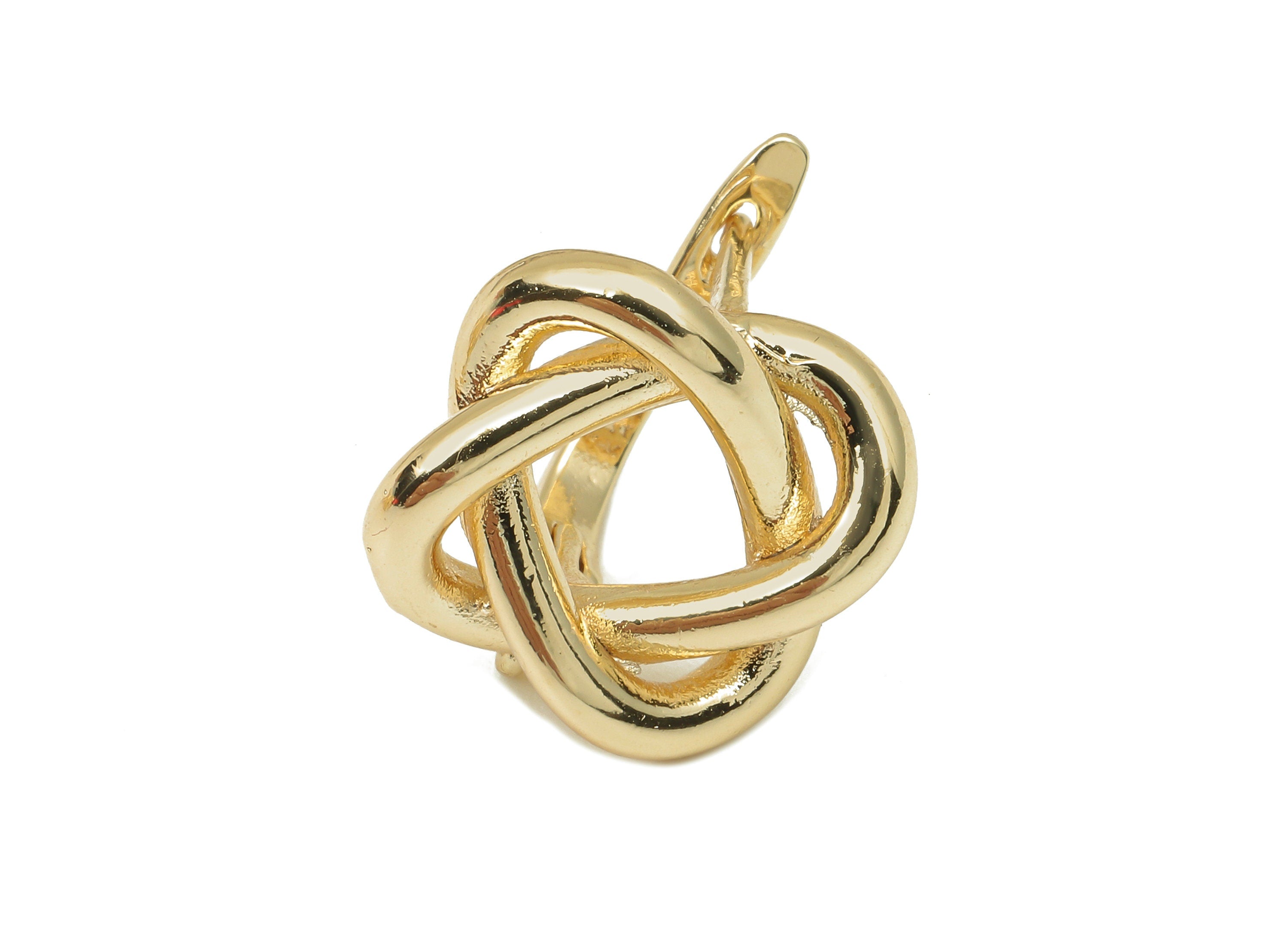 Brass Flower Earring Clasp - Knot Clasps Earring With Loop - Flower Knot Clasps - 18K Real Gold Plating - 17.8x14x3.1mm - RGP5767 - DOMEDBAZAAR