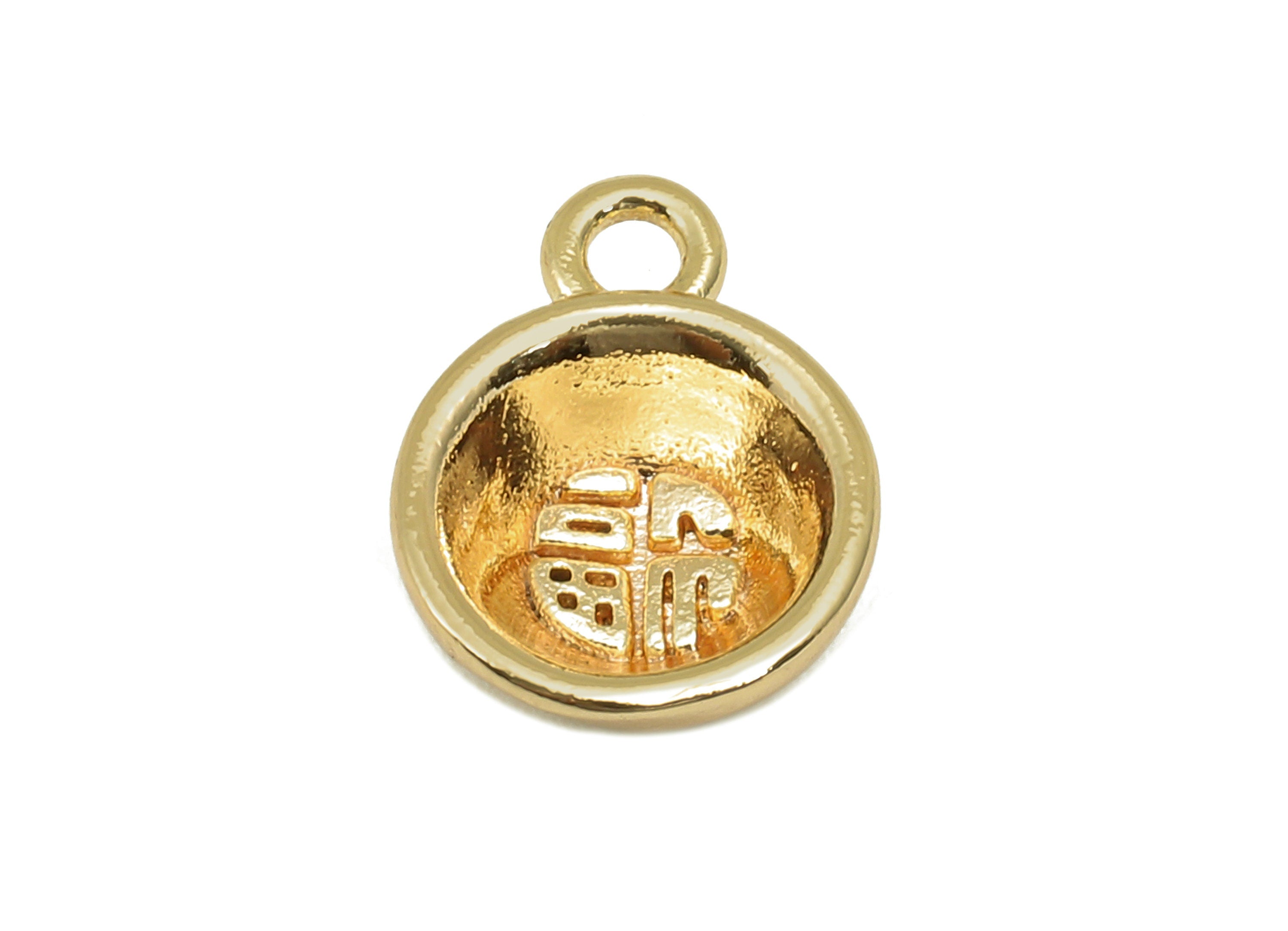 Brass Mini Bowl Earring Charm - Gold Mini Bowl Word Earring - Necklace Pendant With Loop - 18K Real Gold Plating - 13x10.1x1.6mm - RGP5773 - DOMEDBAZAAR