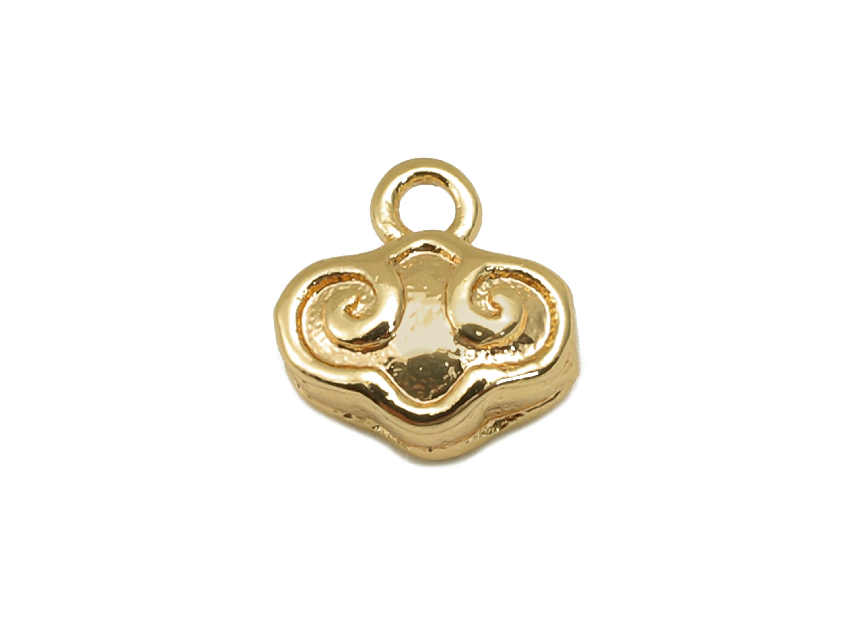 Brass Mini Cloud Earring Charm - Gold Thick Tiny Cloud Earring - Necklace Pendant With Loop - 18K Real Gold Plating - 7.4x7.5x3.6mm -RGP5778 - DOMEDBAZAAR