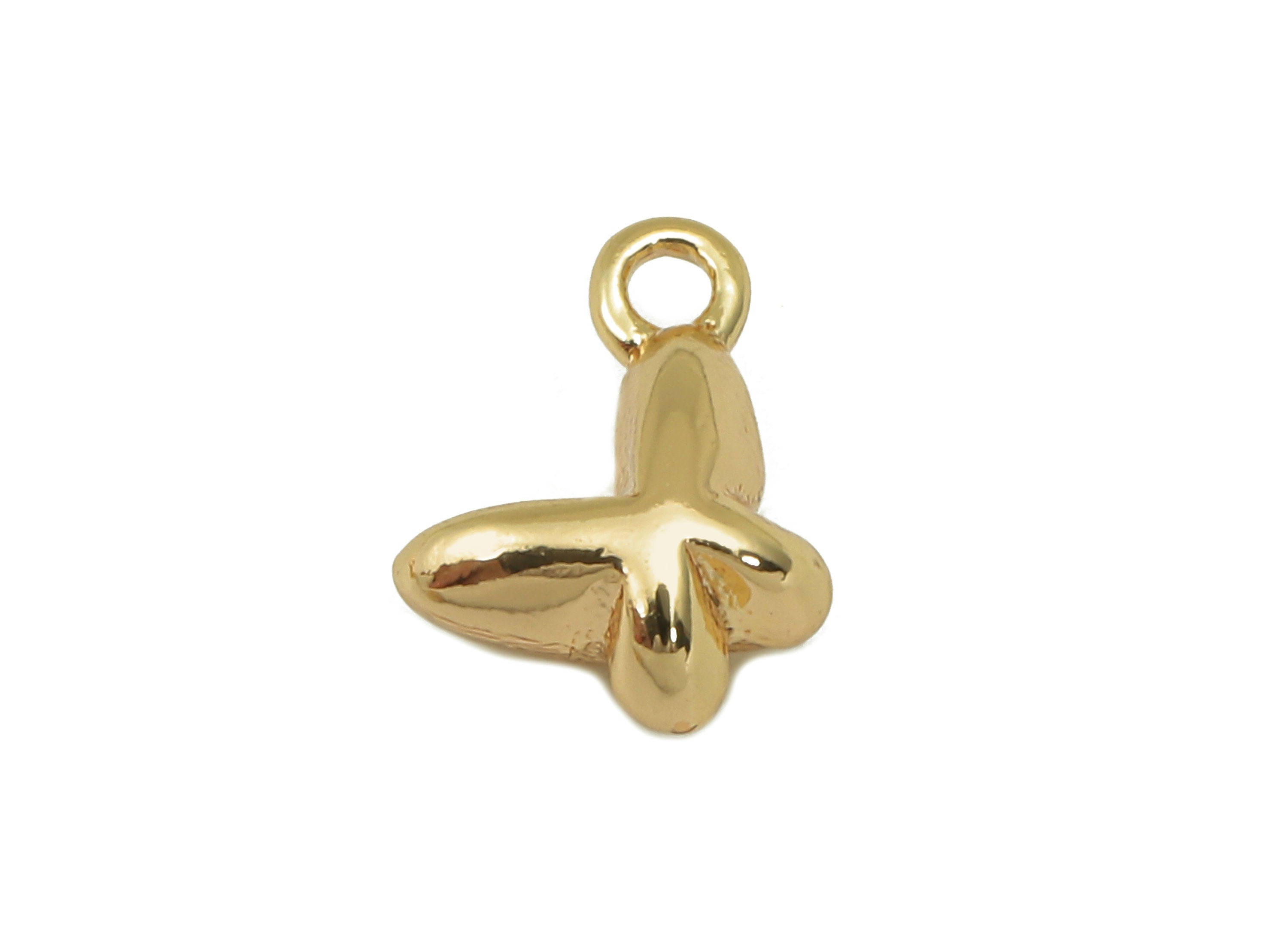 Brass Mini Butterfly Earring Charm - Gold Tiny Cabochon Earring - Necklace Pendant With Loop - 18K Real Gold Plating - 9.7x7.2x3.8mm-RGP5784 - DOMEDBAZAAR
