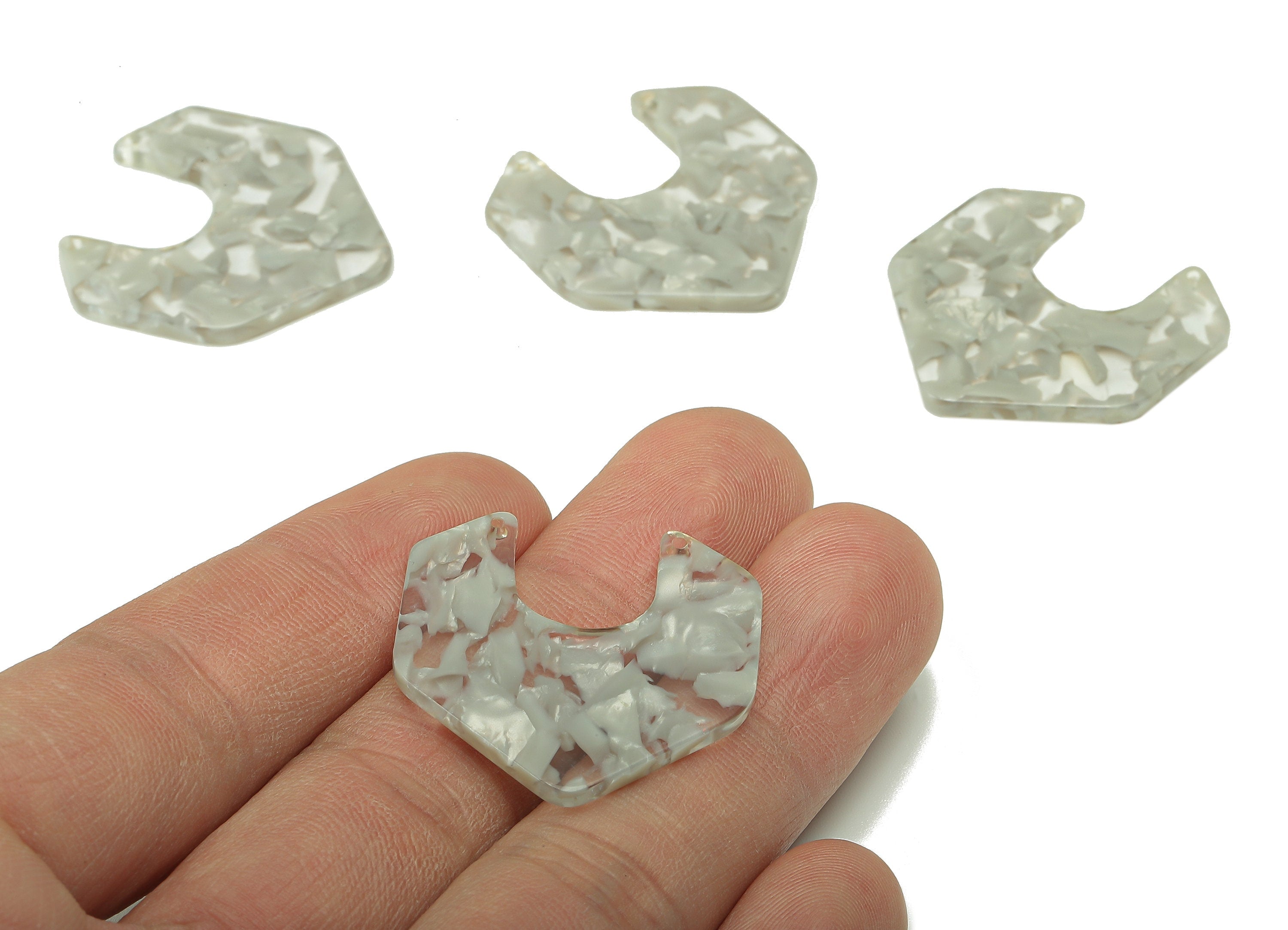 Acrylic Geometry Connector - Gray Irregular Charms - 2 Holes - Geometry Pendant - Color Code: A890 - 30.23x29.58x2.35mm - AC2587-A890 - DOMEDBAZAAR