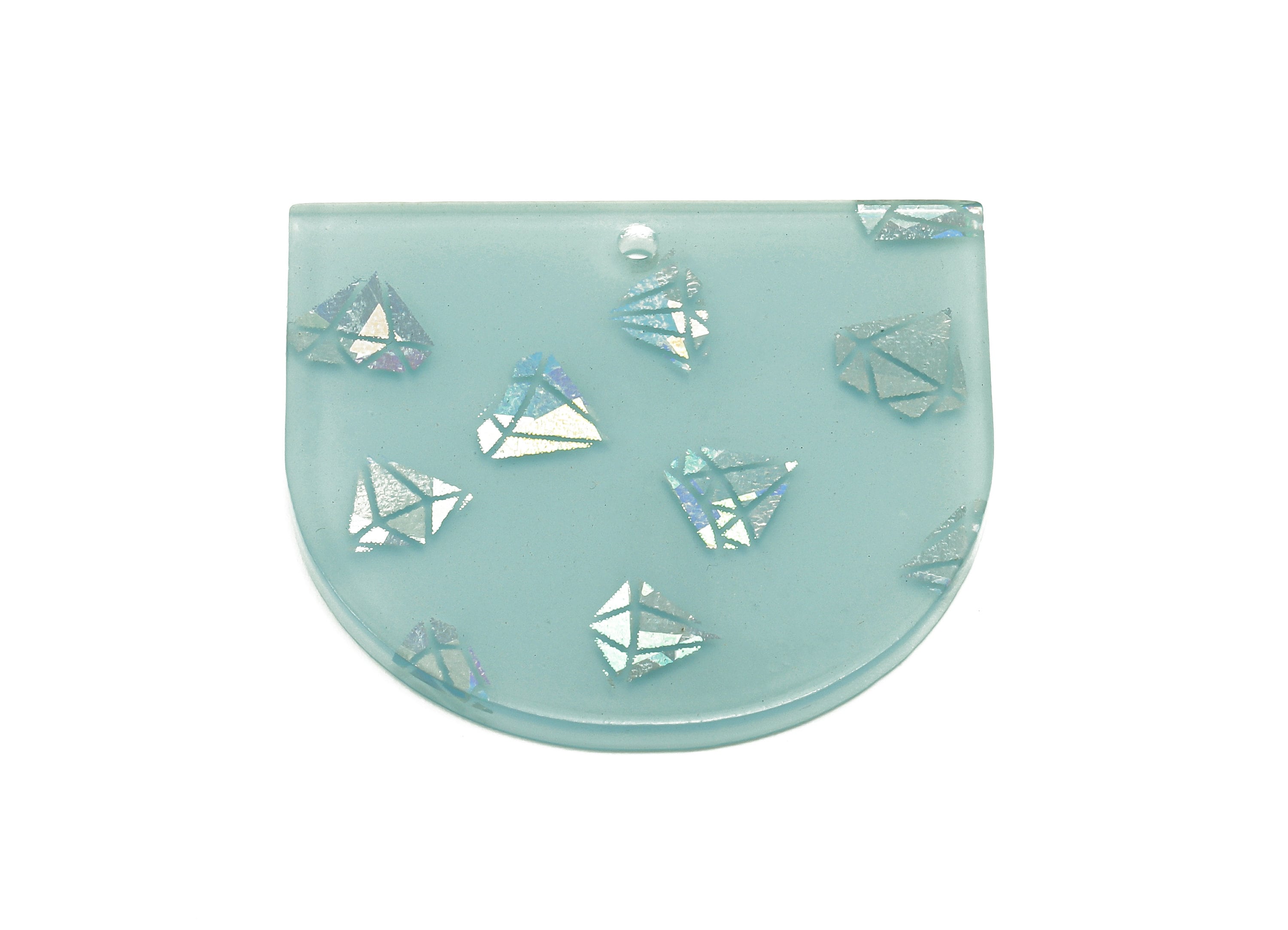 Acrylic D Earring Charms - Acrylic Domed Pendant - Charm With Hole - Earring Findings - Color Code: A885 - 33.5x29.6x2.4mm - AC1094-A885 - DOMEDBAZAAR