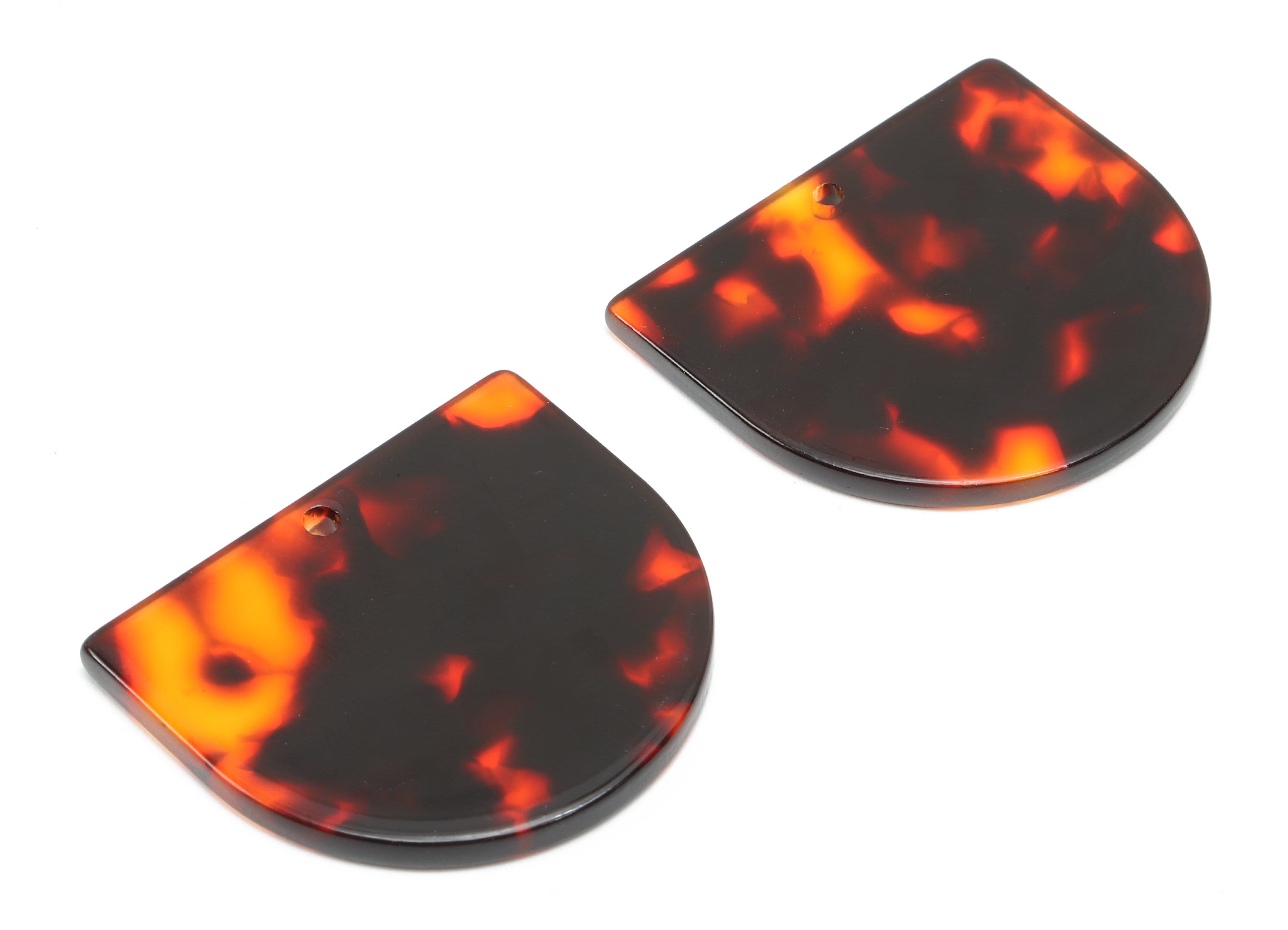 Acrylic D Earring Charms - Acrylic Domed Pendant - Charm With Hole - Earring Findings - Color Code: A886 - 33.6x29.2x2.4mm - AC1094-A886 - DOMEDBAZAAR