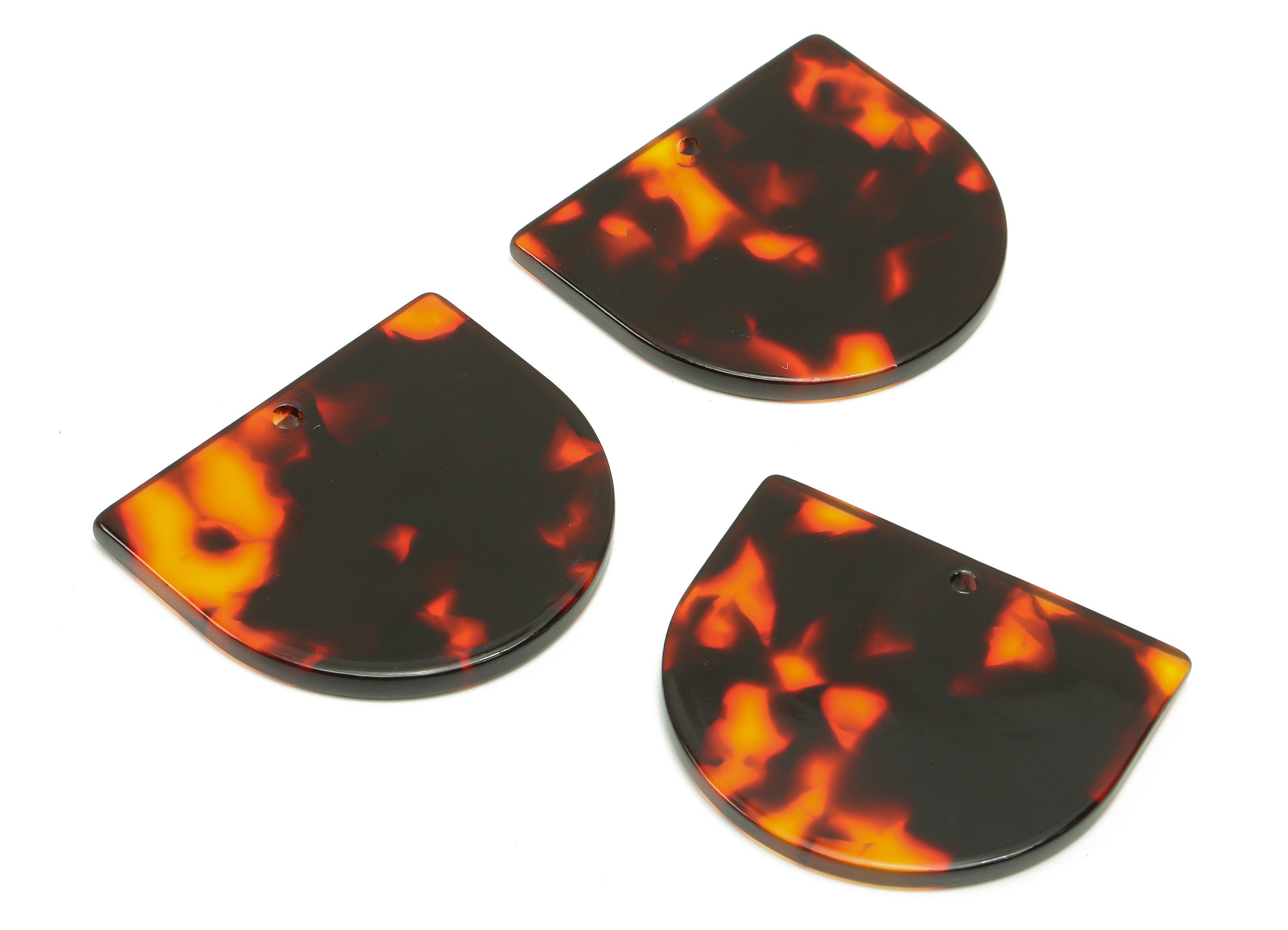 Acrylic D Earring Charms - Acrylic Domed Pendant - Charm With Hole - Earring Findings - Color Code: A886 - 33.6x29.2x2.4mm - AC1094-A886 - DOMEDBAZAAR