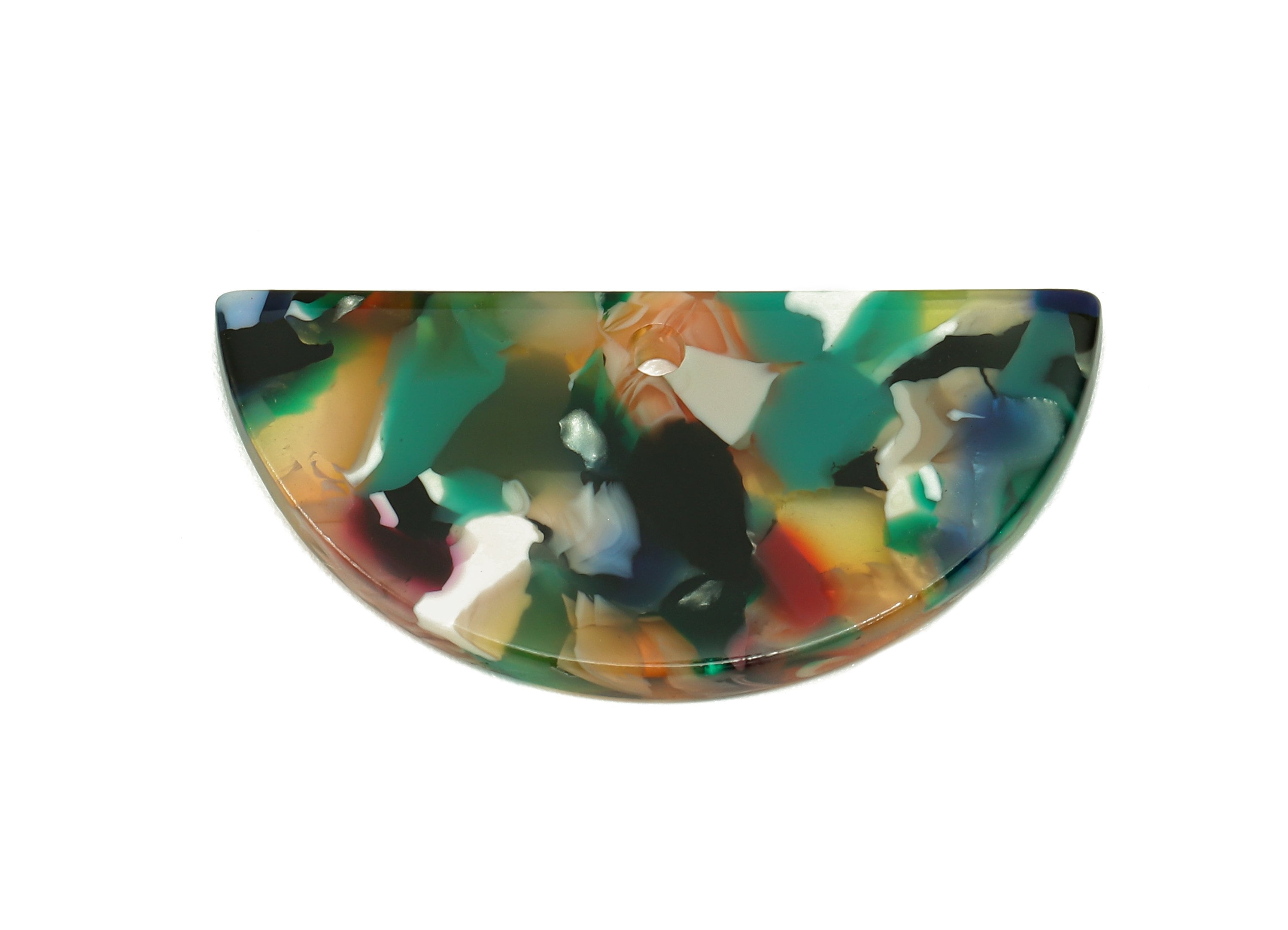 Acetate Semicircle Earrings Connectors - Half Moon Charms With 2 Holes - Earring Findings - Color Code: A888 - 36.6x18x2.5mm - AC2593-A888 - DOMEDBAZAAR