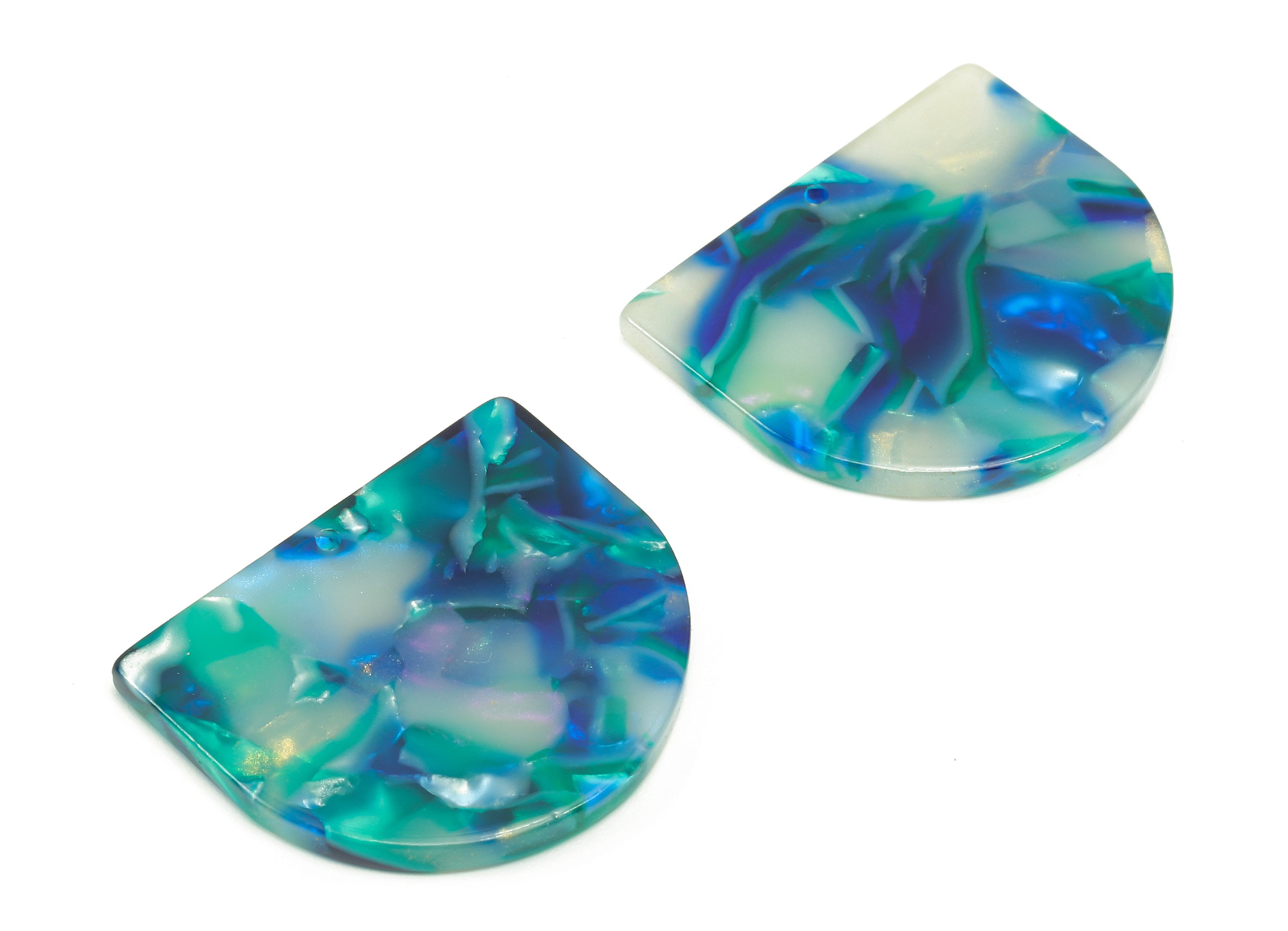 Acetate Domed Earring Charms - Acetate D Earrings - Half Oval Pendant With Hole - Color Code : A851 - 28.1x24.6x2.6mm - AC1322-A851 - DOMEDBAZAAR