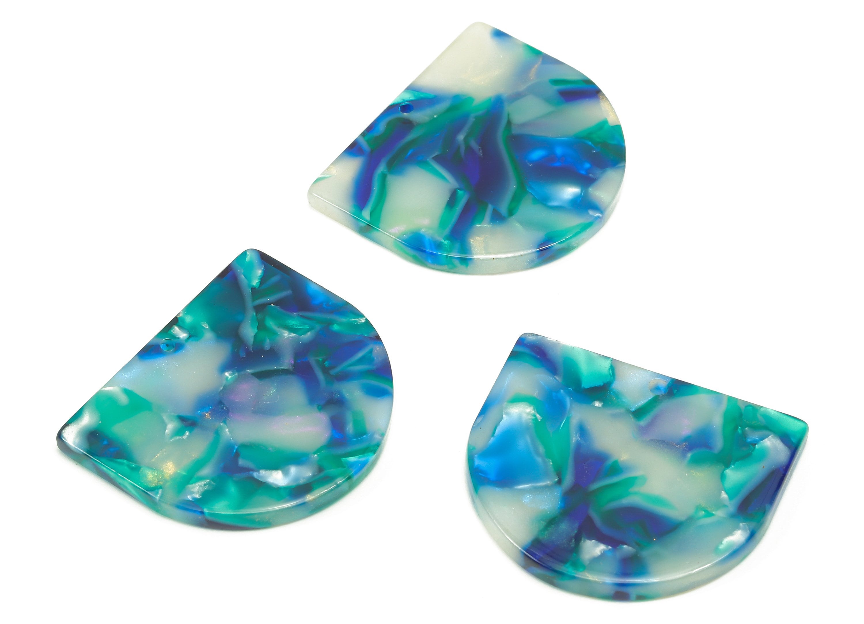 Acetate Domed Earring Charms - Acetate D Earrings - Half Oval Pendant With Hole - Color Code : A851 - 28.1x24.6x2.6mm - AC1322-A851 - DOMEDBAZAAR