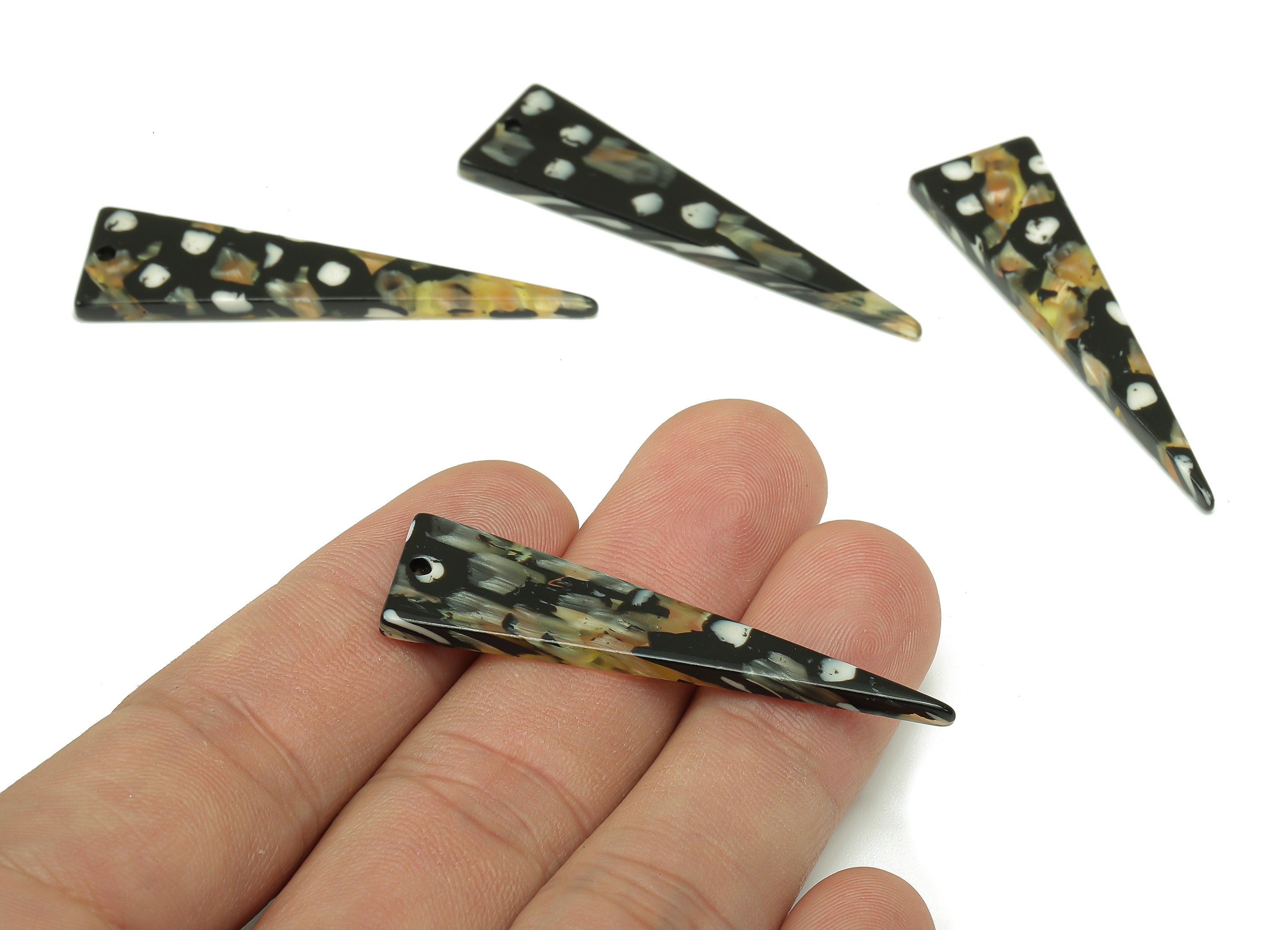 Acetate Triangle Earring Charm - Triangle Earring - Triangular Pendant With Hole - Color Code: A193 - 48.8x13.3x2.6mm - AC1370-A193 - DOMEDBAZAAR