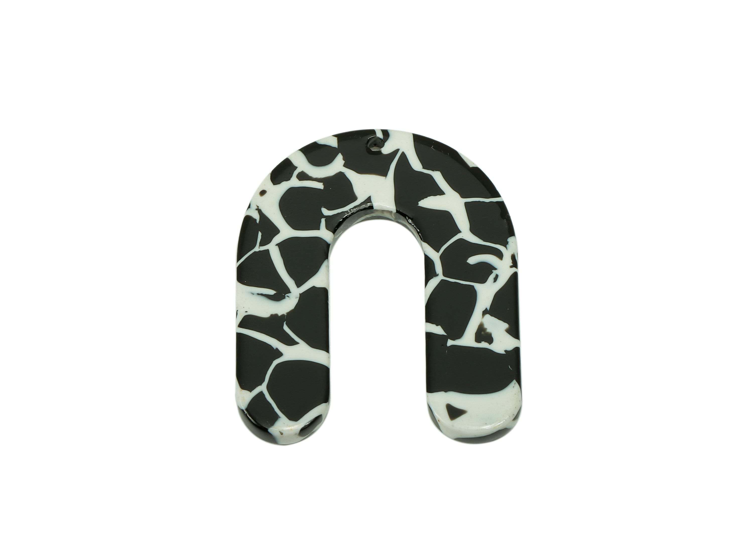 Acetate U Earring Charms - Acetate U Earring - U Horsehoe Pendant With Hole - Color Code: A847 - 29.9x24.5x2.7mm - AC2377-A847 - DOMEDBAZAAR