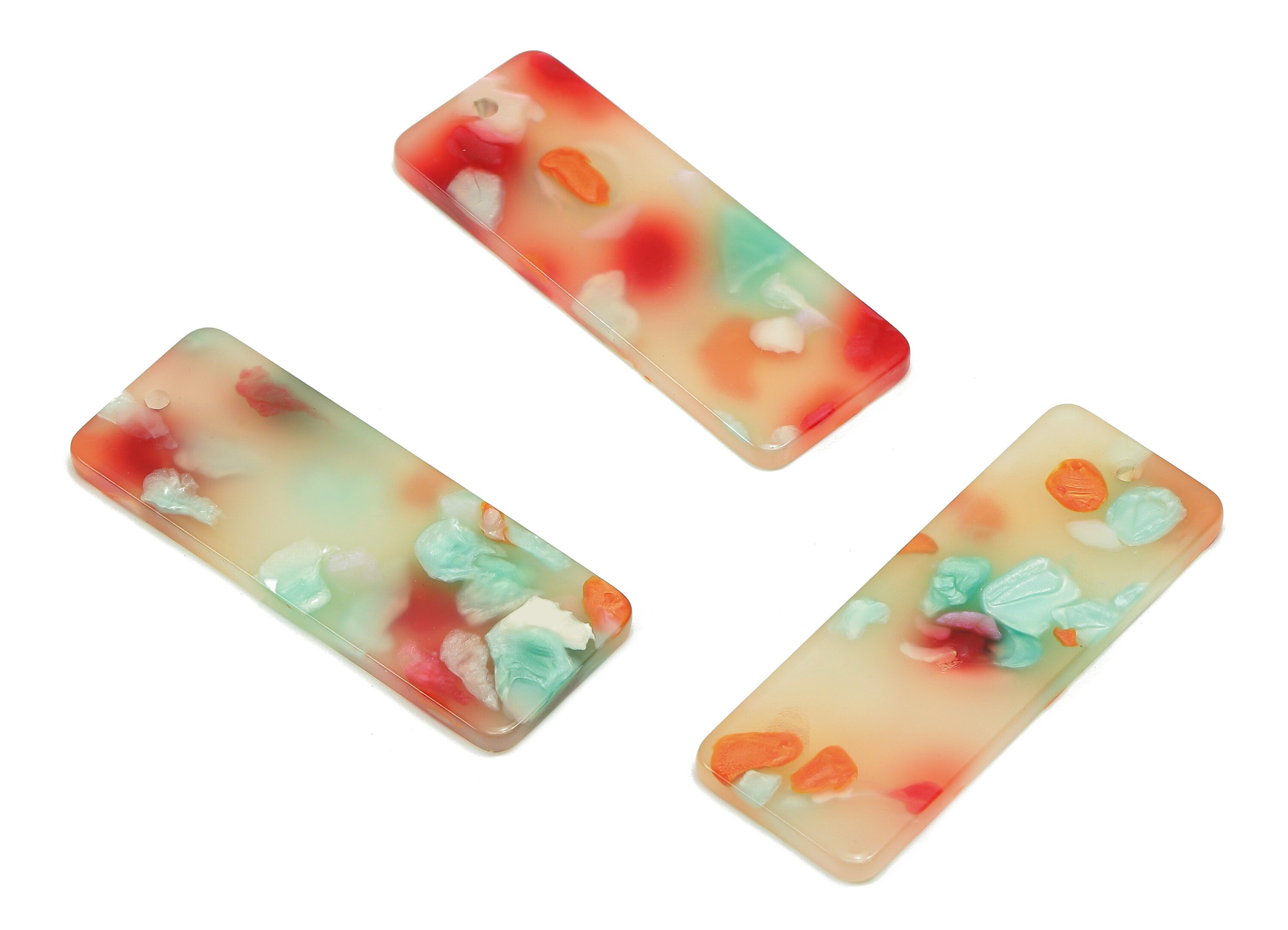 Acrylic Rectangle Earring Charm - Acrylic Long Rectangle Earring - Pendant With Hole - Color Code: A758 - 39.7x14.7x2.4mm - AC2564-A758 - DOMEDBAZAAR