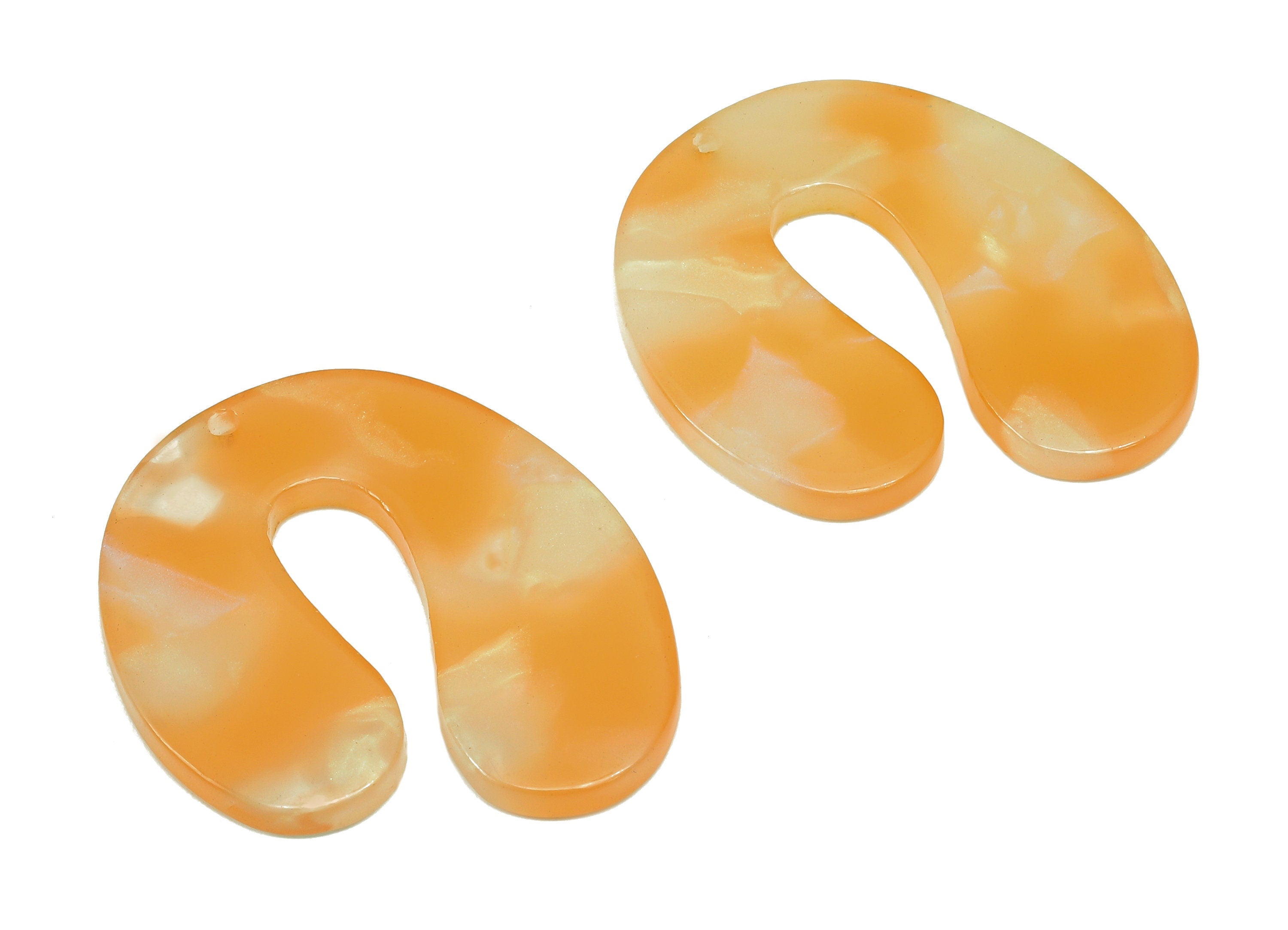 Acrylic U Earring Charms - Acrylic U Earring - U Orange Horsehoe Pendant With Hole - Color Code: A850 - 32.7x28.2x2.5mm - AC2565-A850 - DOMEDBAZAAR