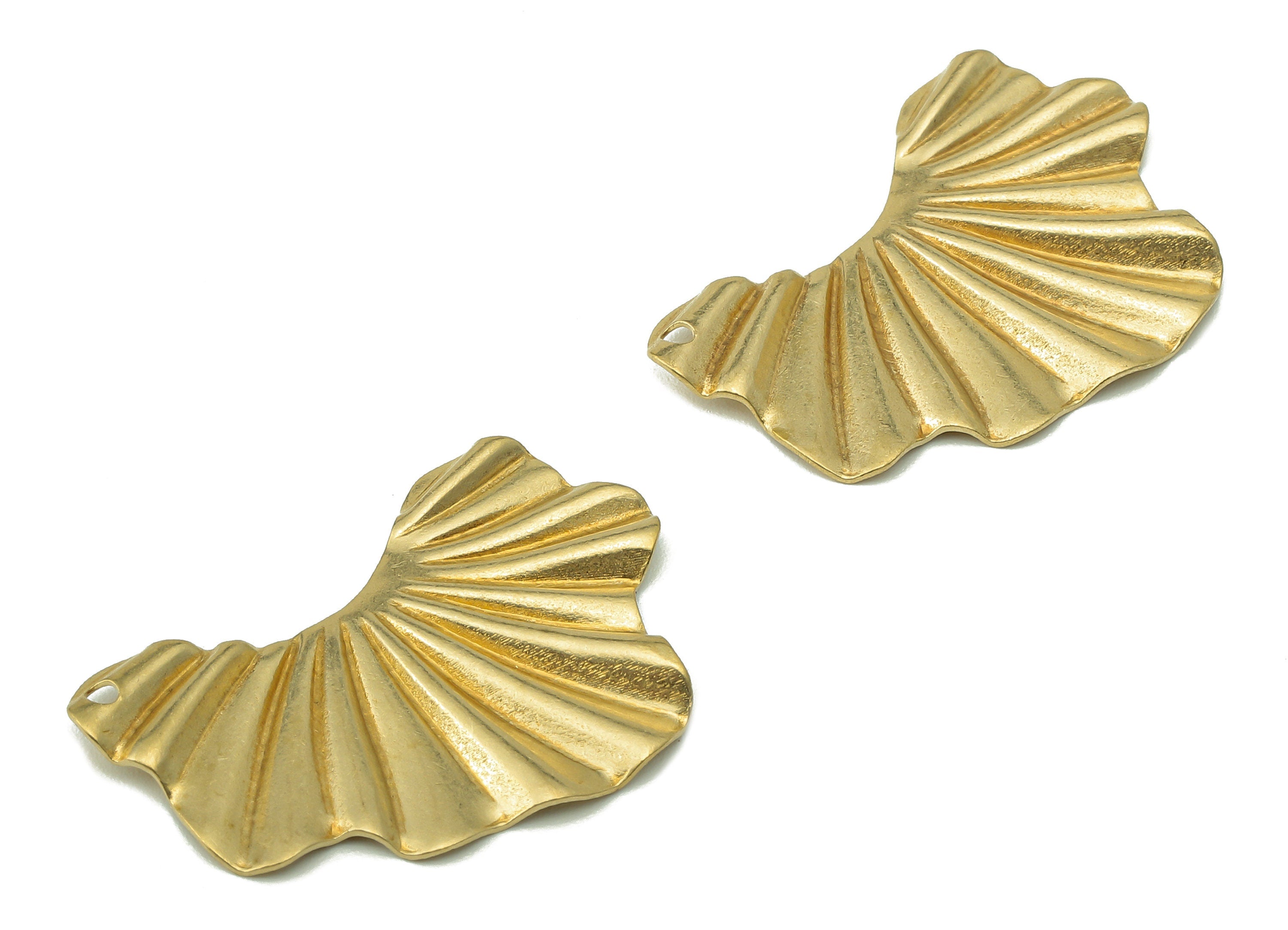 Brass Lotus Leaf Earring Charms - Raw Brass Geometric Ladder Pendant - Ladder Charm With Hole - For Necklace - 31.84x21.46x1mm - PP8194 - DOMEDBAZAAR