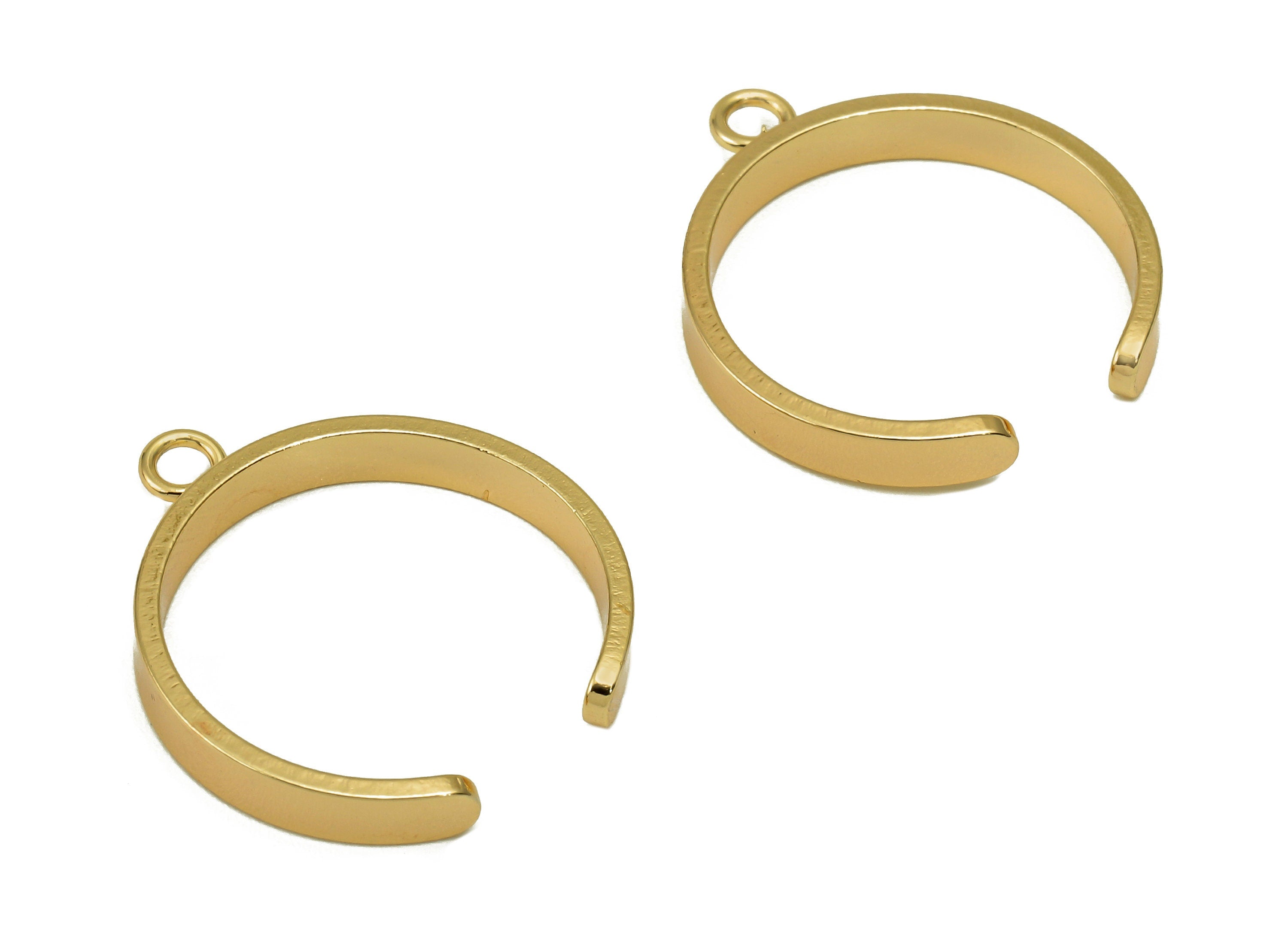 Brass Open Round Ring - Gold Earring Charm With Loop - Open Circle Pendant - 18K Real Gold Plating - 22.18x19.08x1.01mm - RGP5621 - DOMEDBAZAAR